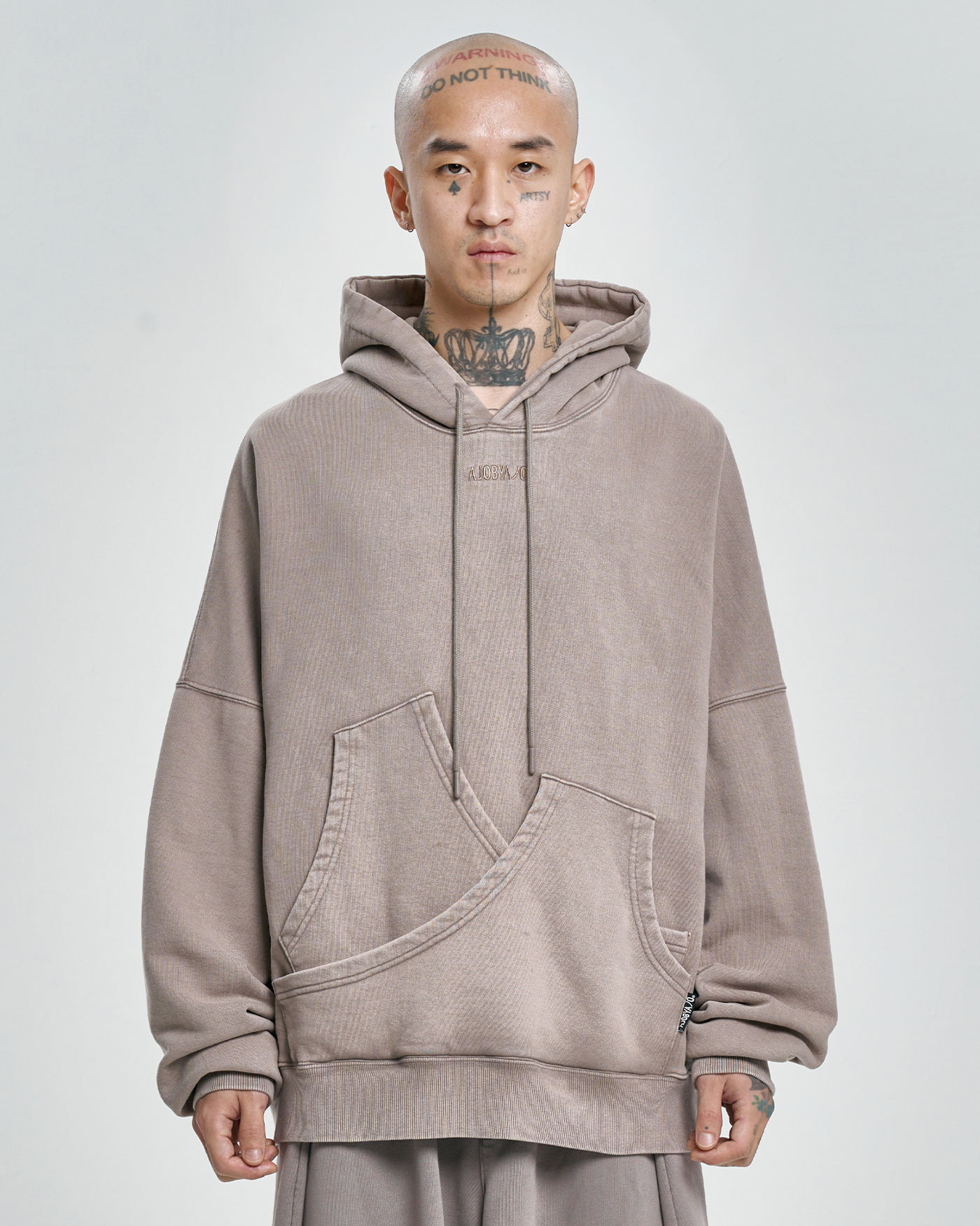 【AJO AJOBYAJO】24FW★ Curve Pocket Washed Hoodie Curve Pocket Washed Hoodie [DUSTY BEIGE] - AJOBYAJO