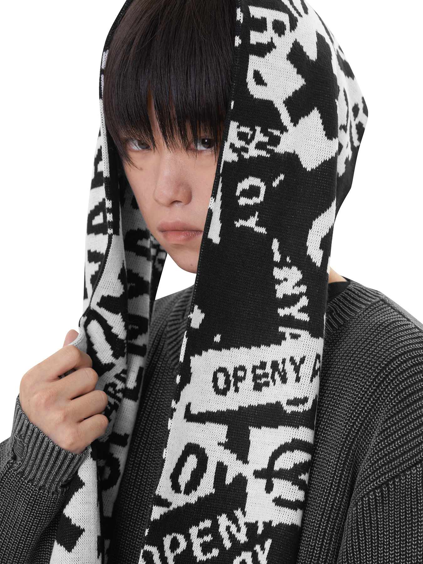 ★OY★ALL OVER LOGO MUFFLER - BLACK★正規品/韓国直送料込 OY ALL OVER LOGO MUFFLER