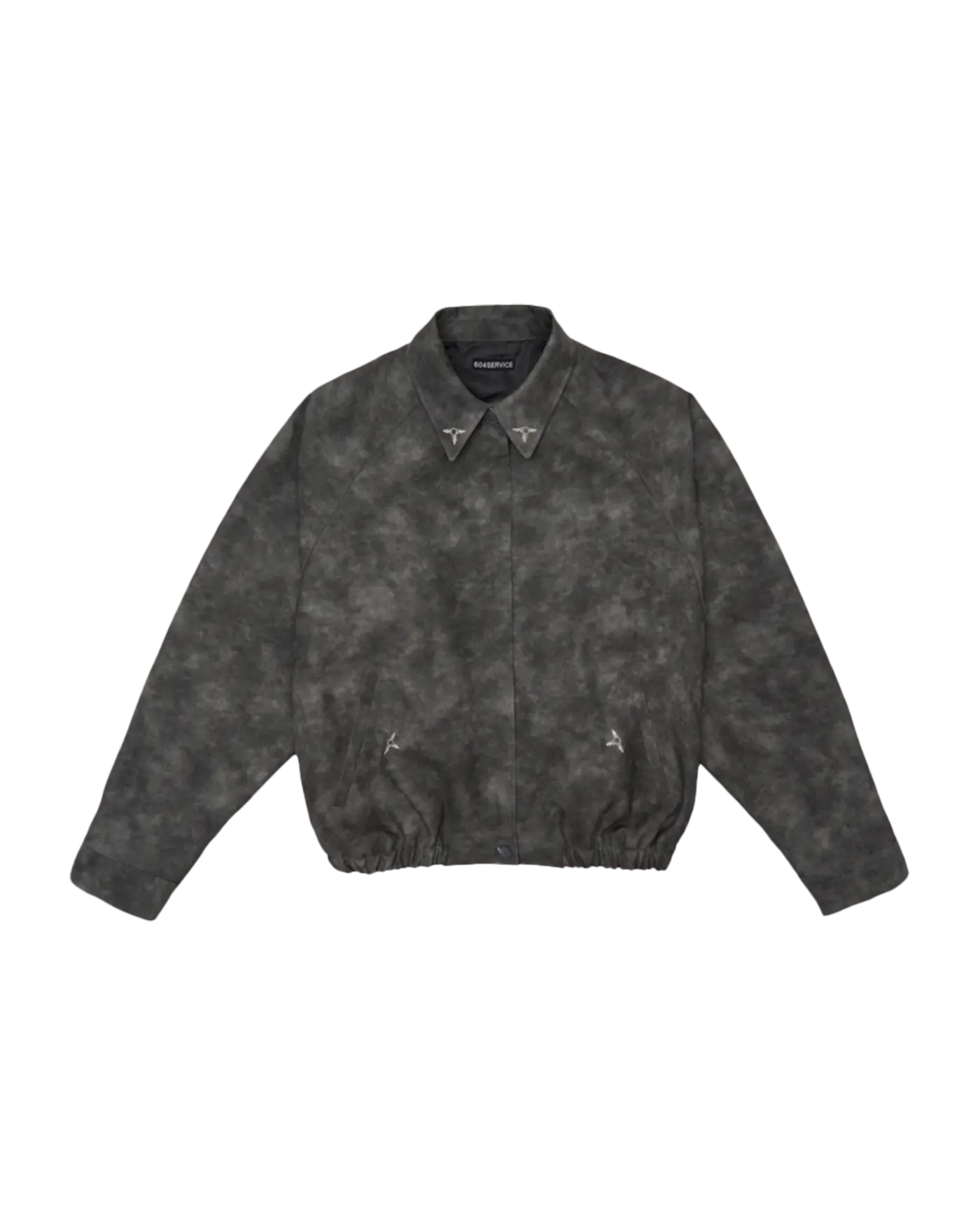 【604SERVICE】EMBROIDERED LEATHER JACKET IN CHARCOAL Embroidered Leather Jacket in Charcoal – L'Oeuvre