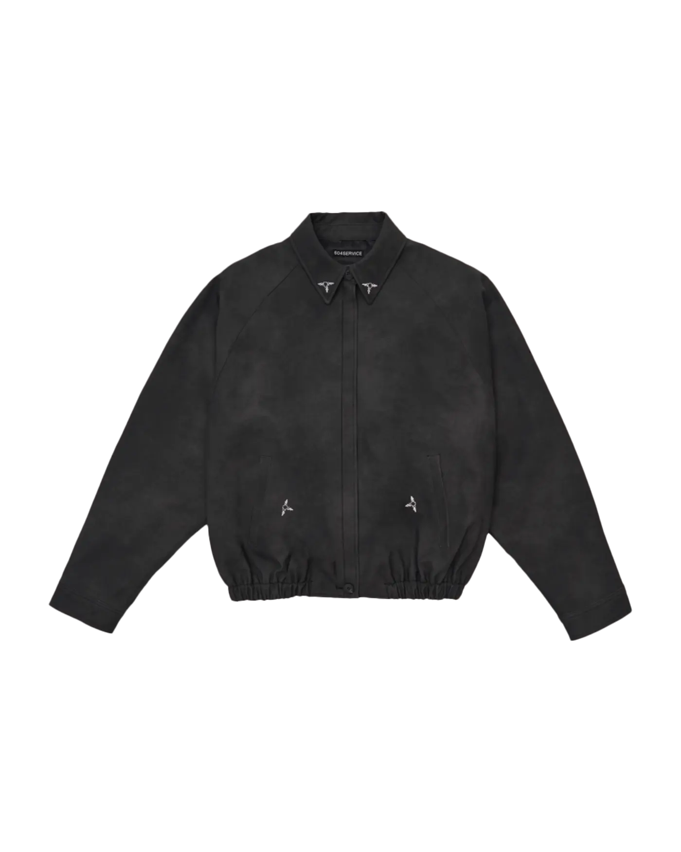 【604SERVICE】24fw EMBROIDERED LEATHER JACKET Embroidered Leather Jacket in Black – L'Oeuvre