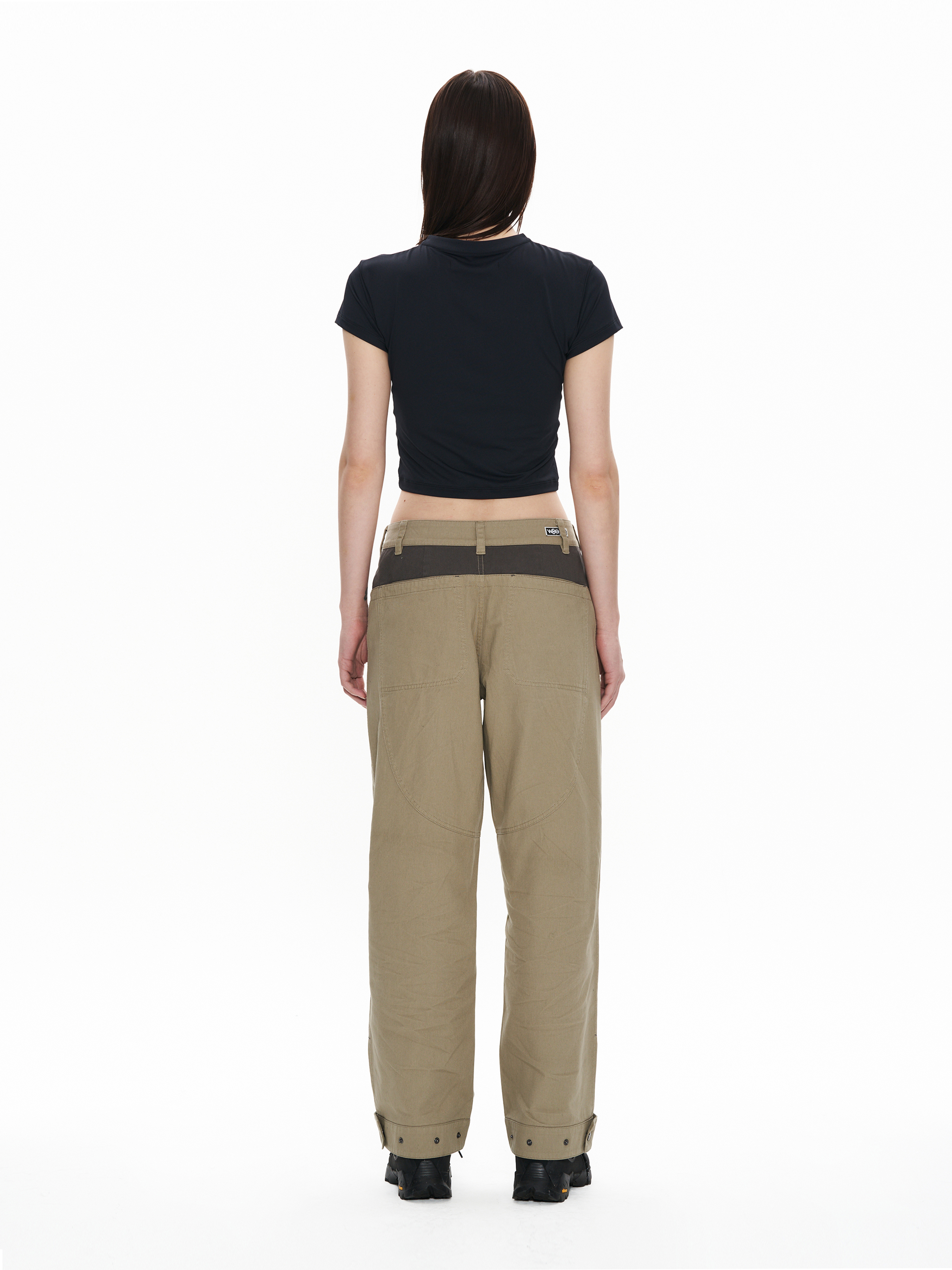 【WELLBEING EXPRESS】 Color Blocked Wide Cotton Pants/追跡付 WELLBEING EXPRESS Colorblocked Wide Cotton Pants