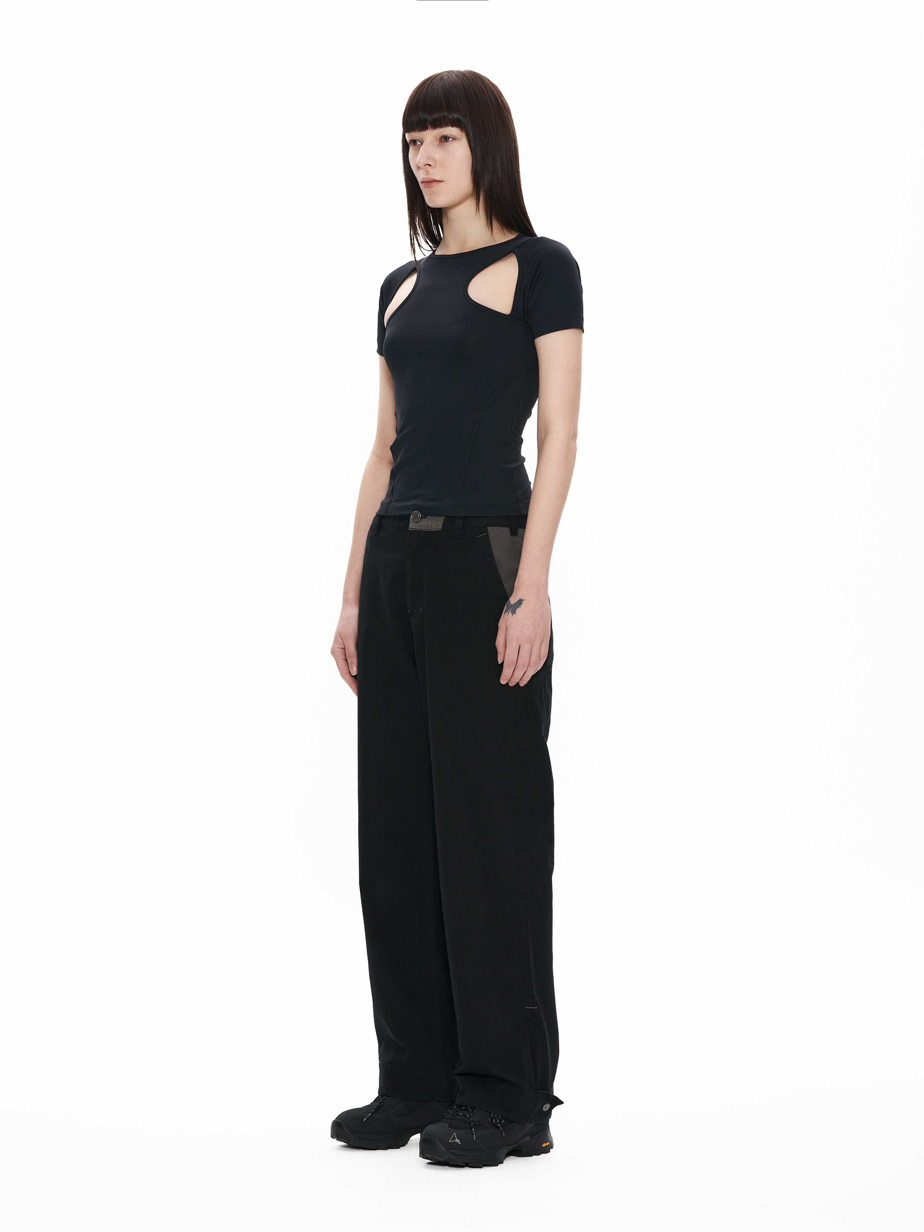 【WELLBEING EXPRESS】 Color Blocked Wide Cotton Pants/追跡付 WELLBEING EXPRESS Colorblocked Wide Cotton Pants