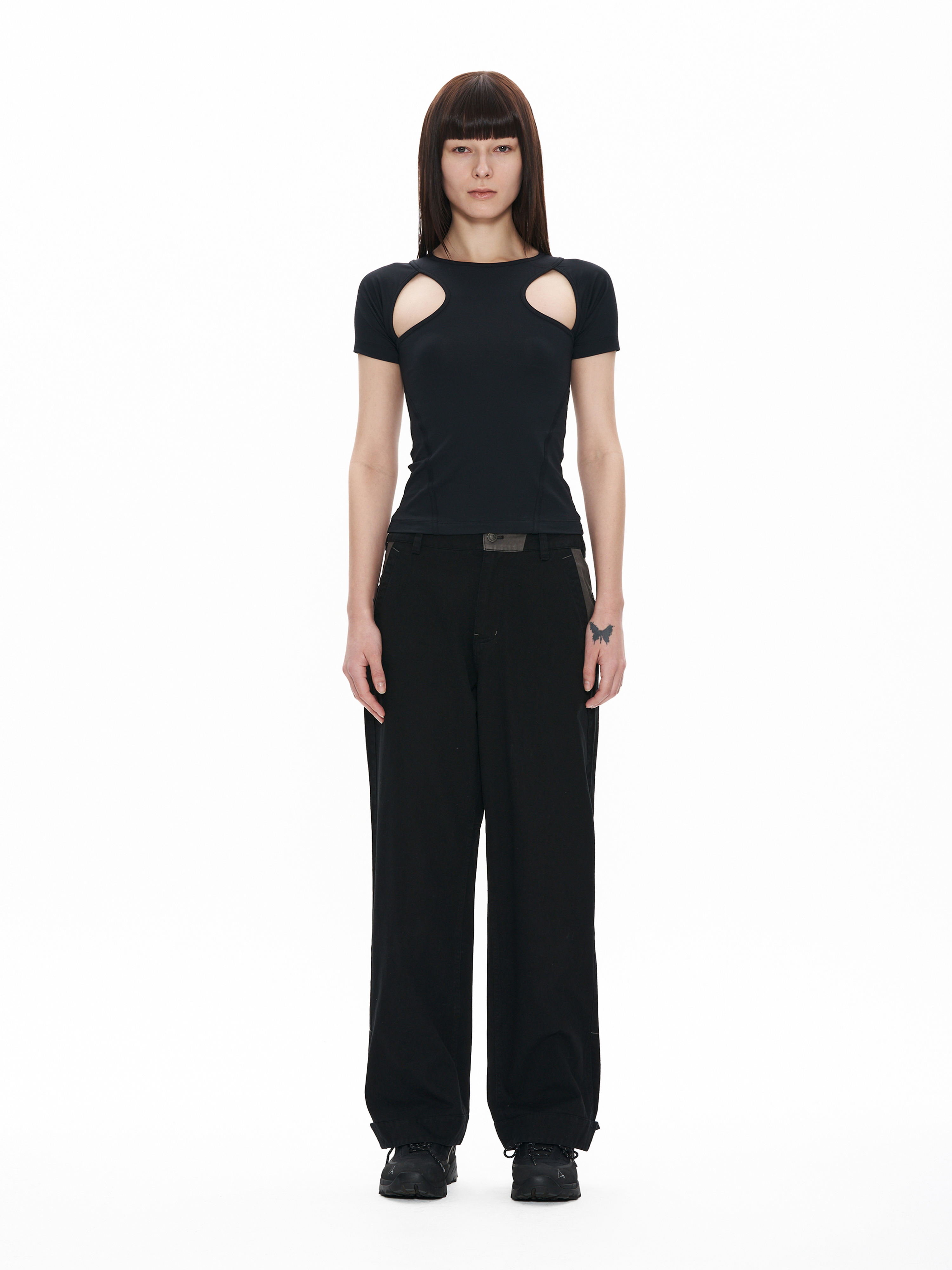 WELLBEING EXPRESS Colorblocked Wide Cotton Pants