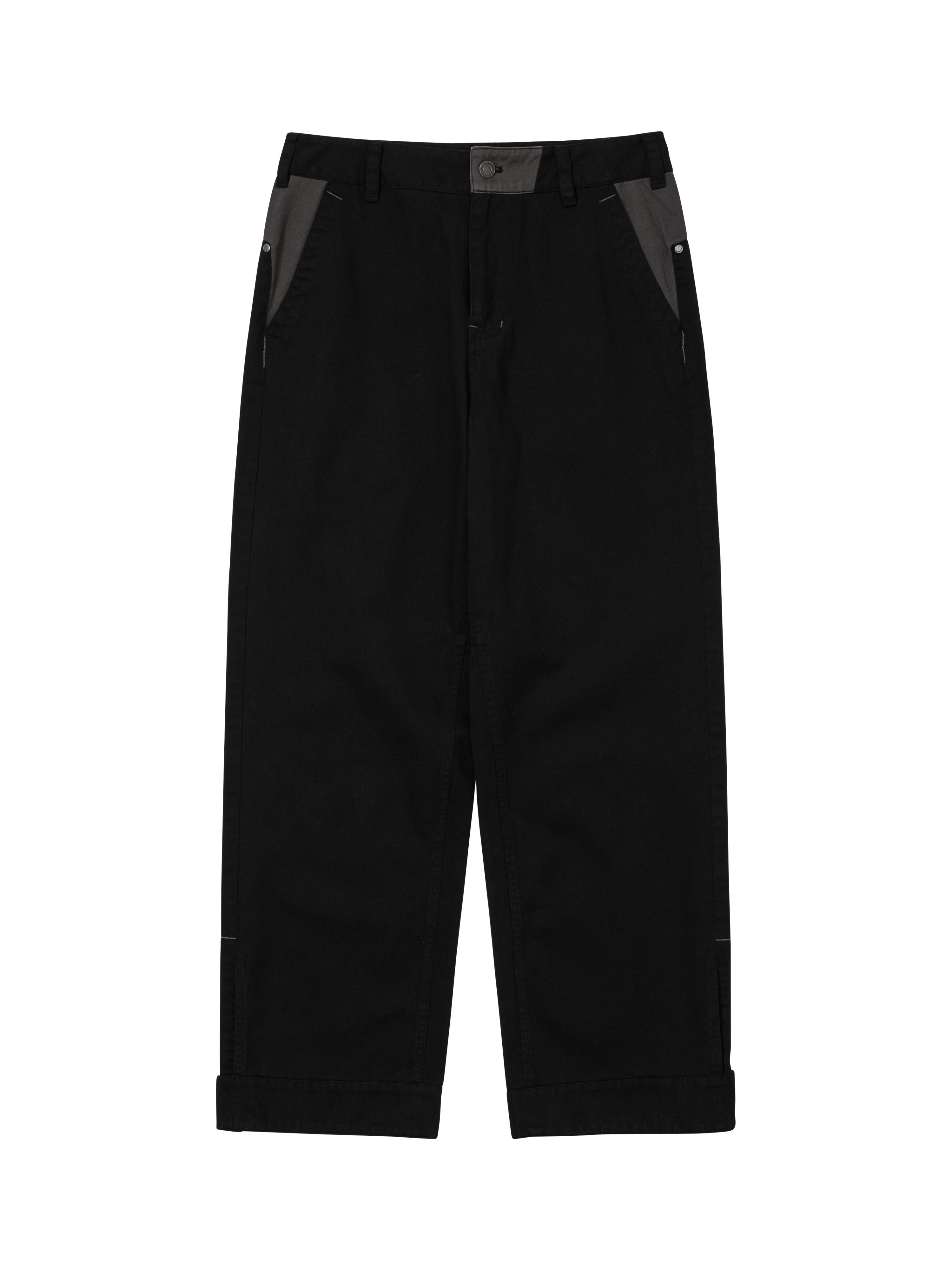 【WELLBEING EXPRESS】 Color Blocked Wide Cotton Pants/追跡付 WELLBEING EXPRESS Colorblocked Wide Cotton Pants