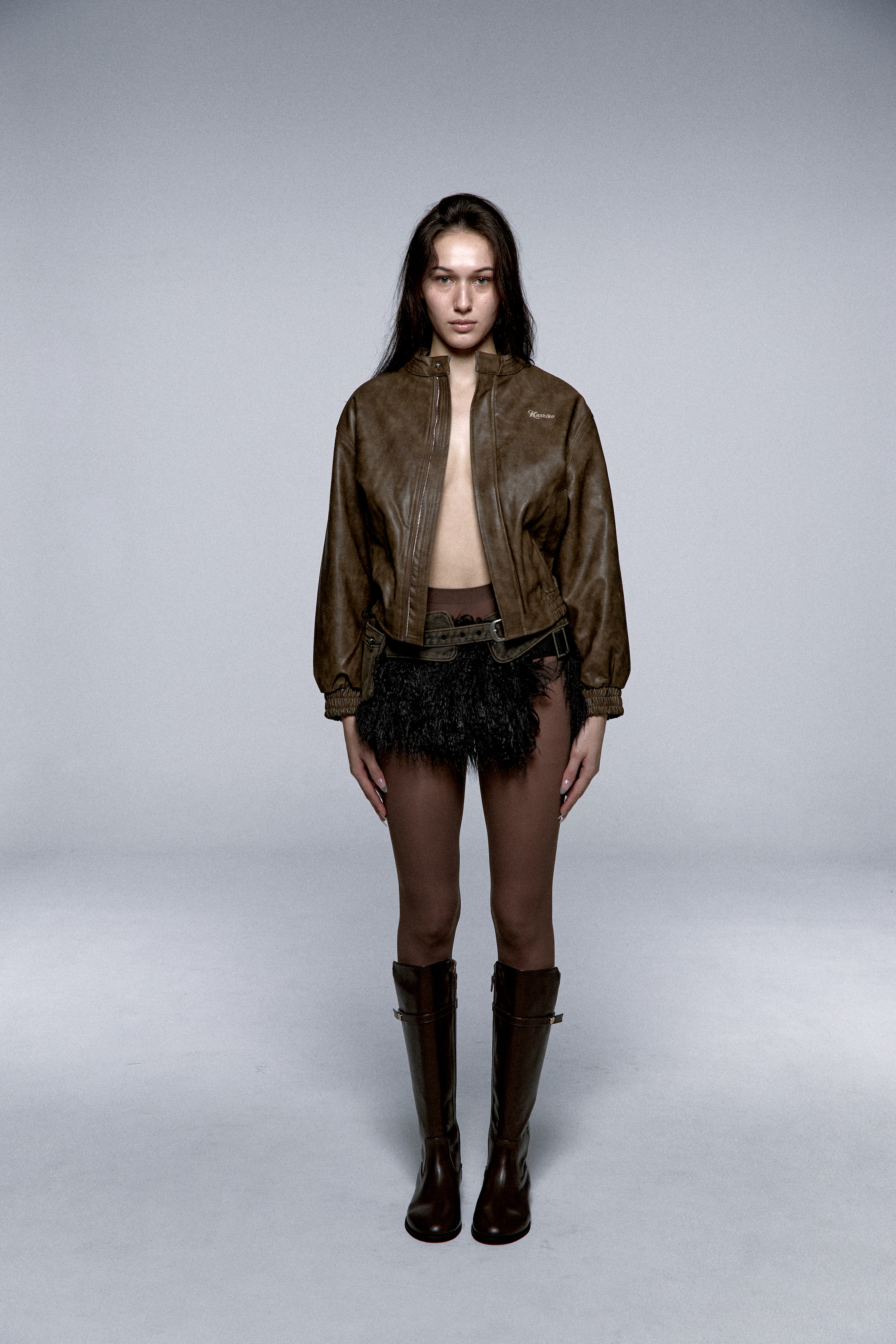 Kashiko☆Yantra Faux Leather jacket MUSINSA | KASHIKO Yantra Faux Leather jacket Brown