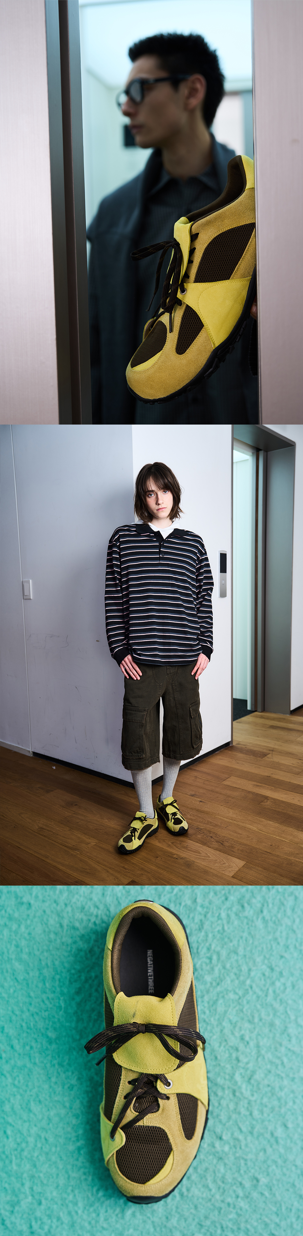 ★NEGATIVETHREE★ Asymmetry Sneakers_ Yellow Brown MUSINSA | NEGATIVE THREE Asymmetry Sneakers_ Yellow Brown