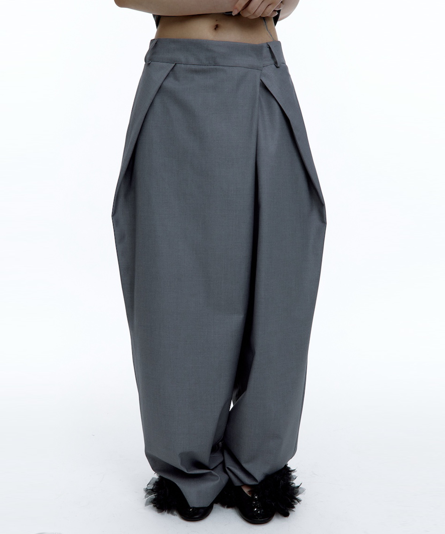 KASHIKO Pintuck Asymmetric Trousers