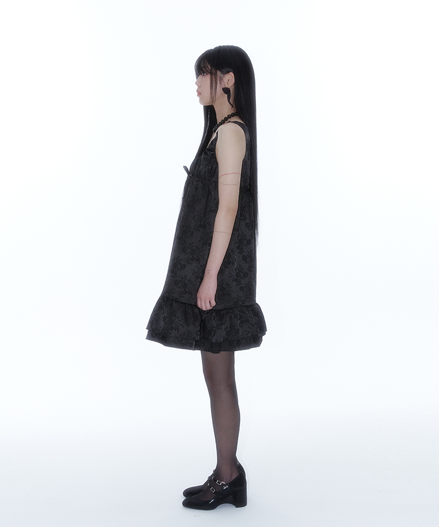 【Kashiko】25ss Ribbon Balloon Dress Ribbon Balloon Dress Black