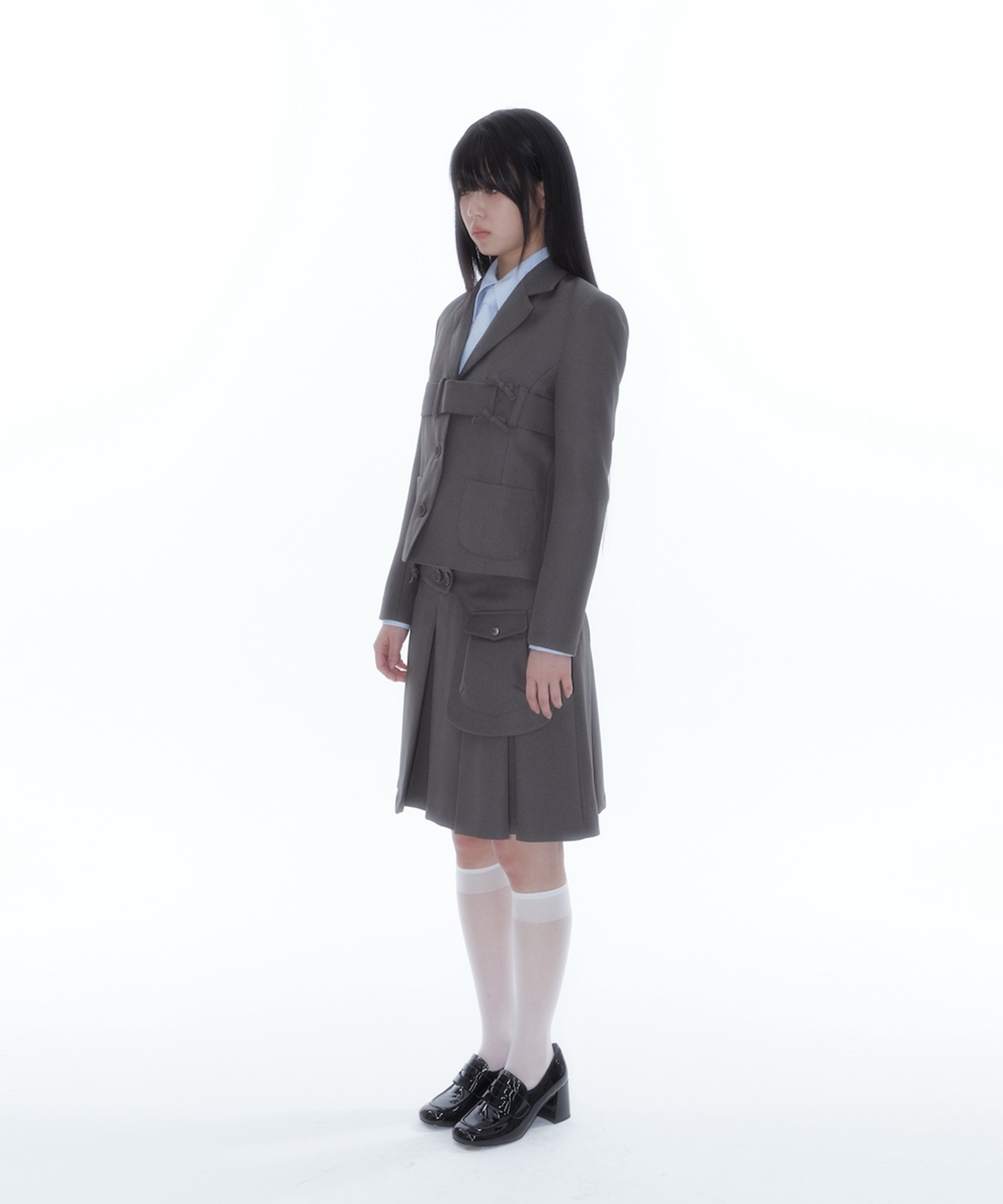 KASHIKO Ribbon Preppy Pleated Skirt