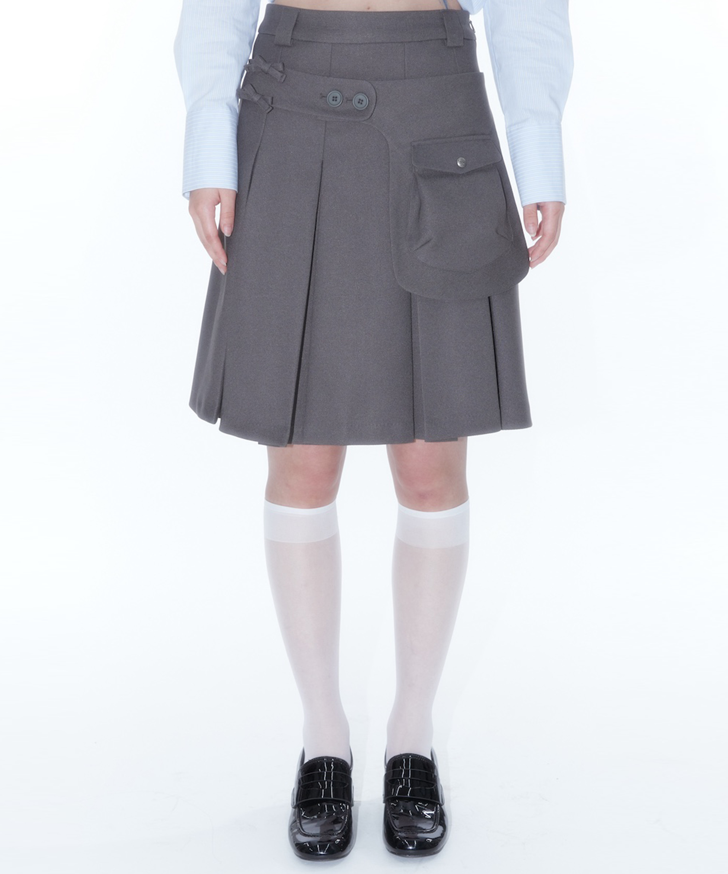★2025SS新作★KASHIKO★Ribbon Preppy Pleated Skirt ☆2025SS新作☆KASHIKO☆Ribbon Preppy Pleated Skirt (Kashiko