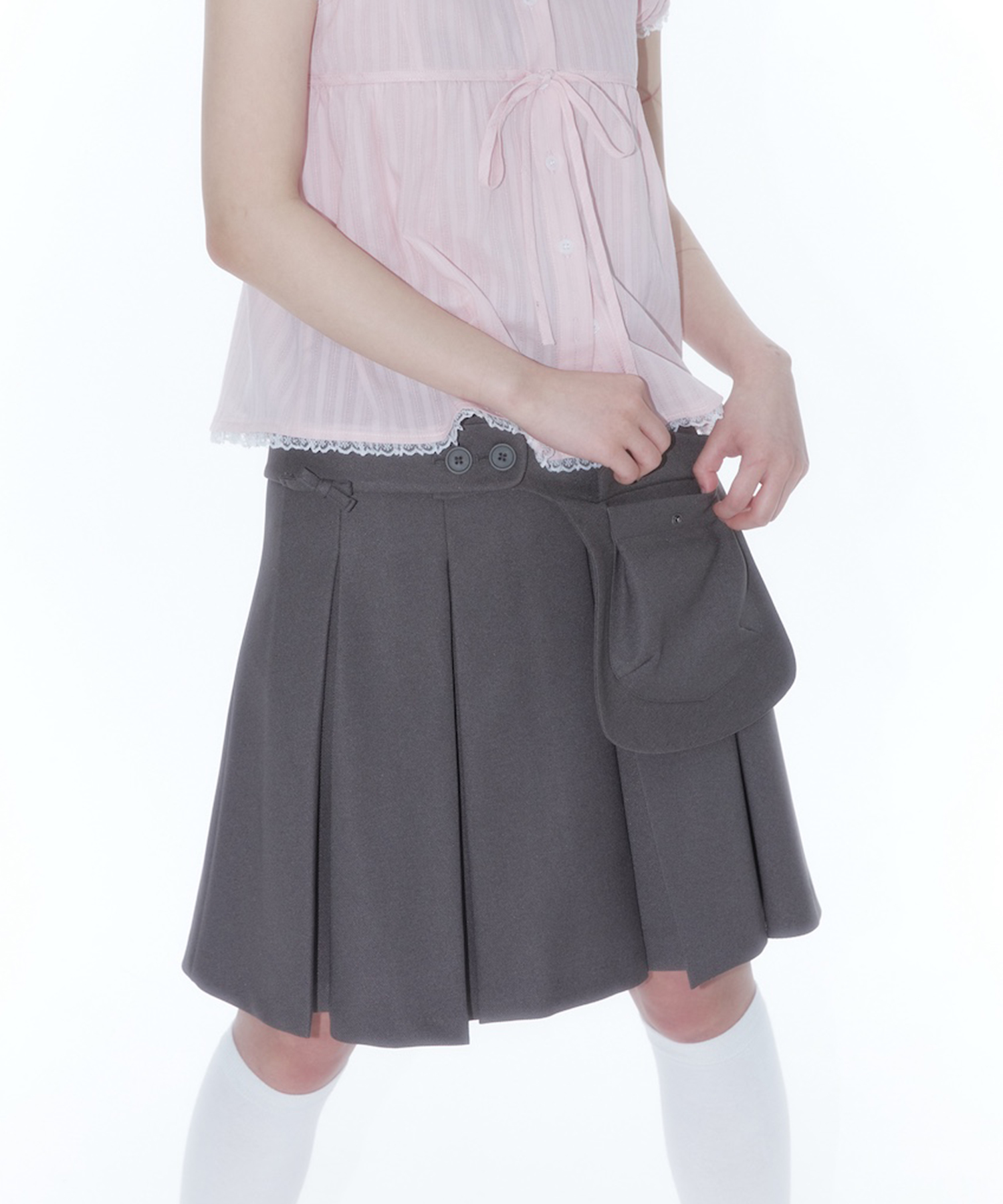 Kashiko★Ribbon Preppy Pleated Skirt★2 Color MUSINSA | KASHIKO Ribbon Preppy Pleated Skirt Black