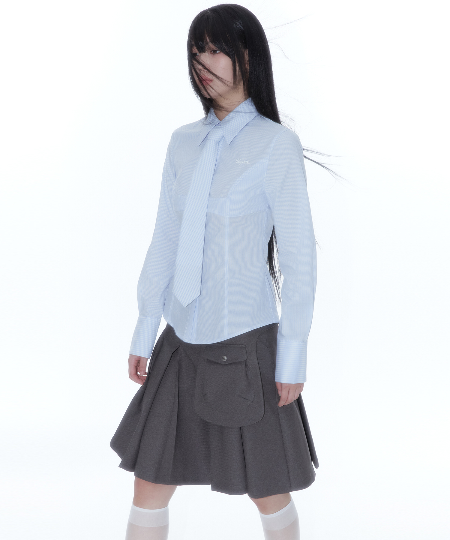 KASHIKO Ribbon Preppy Pleated Skirt