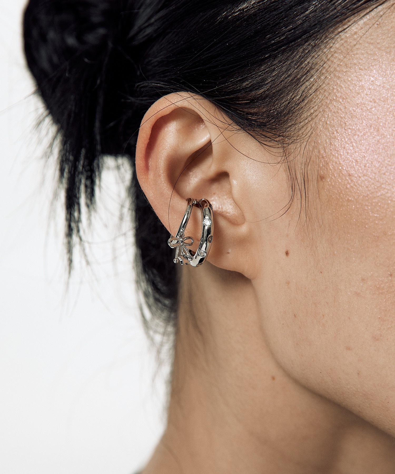 【KASHIKO】Cubic Drop Ribbon Ear Cuff イヤーカフ KASHIKO Cubic Drop Ribbon Ear Cuff Silver