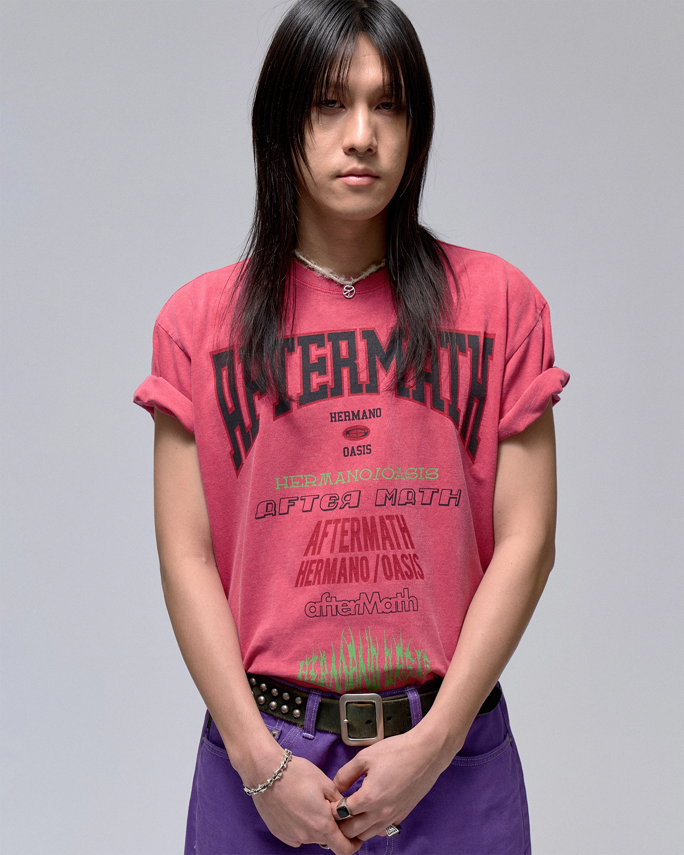 [AFTERMATH] AFTERMATH PIG DYED TOUR TEE /追跡付 LOGO-TEE 브라운.webp?400x500