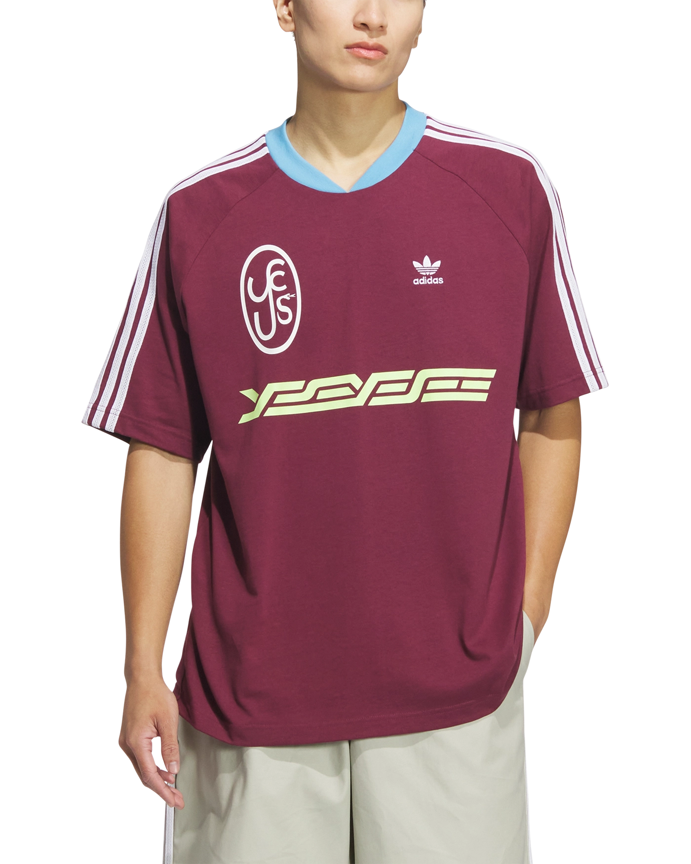 예스아이씨 X 아디다스 비에스 팀 반팔 티셔츠 빅토리 크림슨