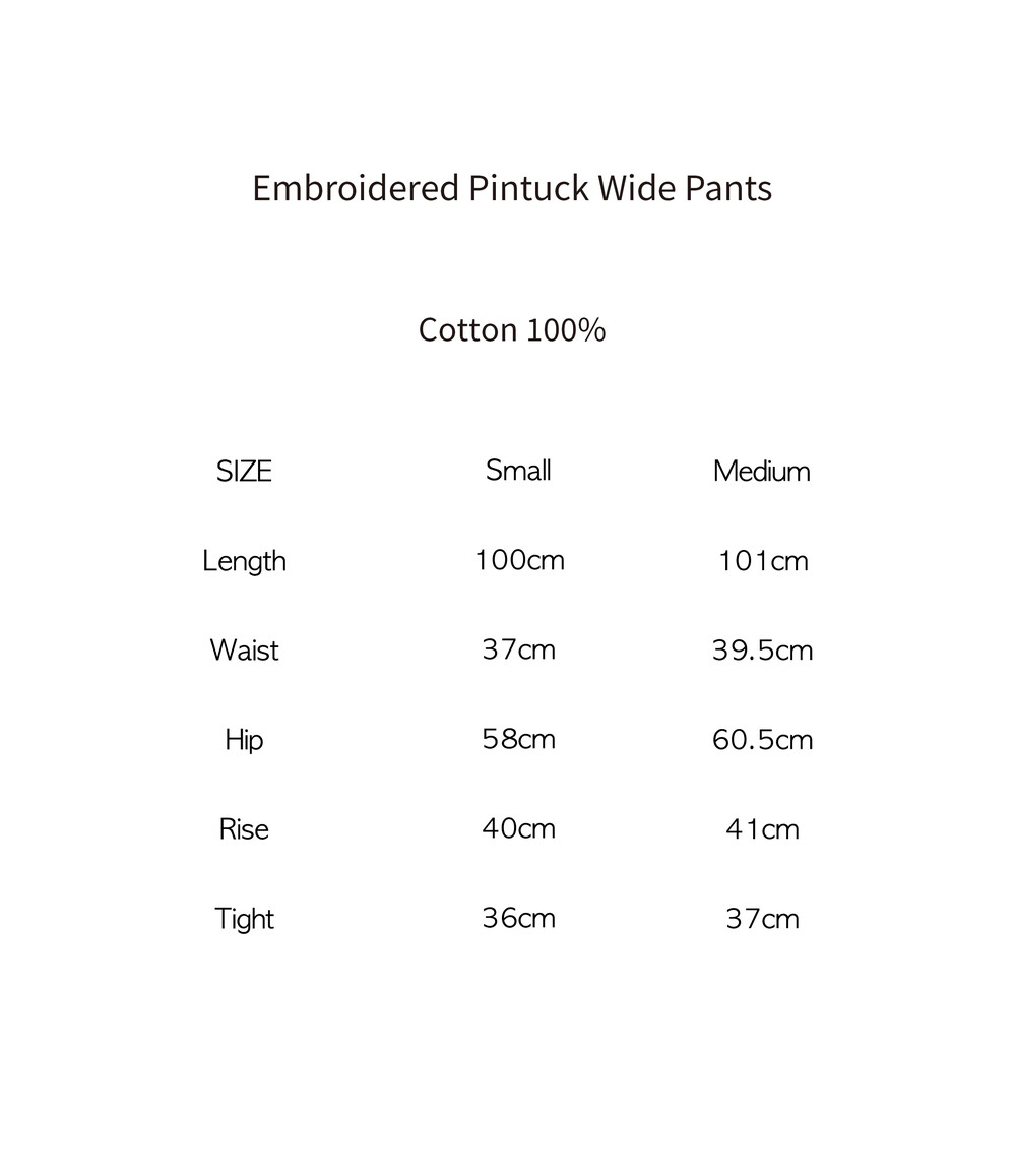KASHIKO Embroidered Pintuck Wide Pants