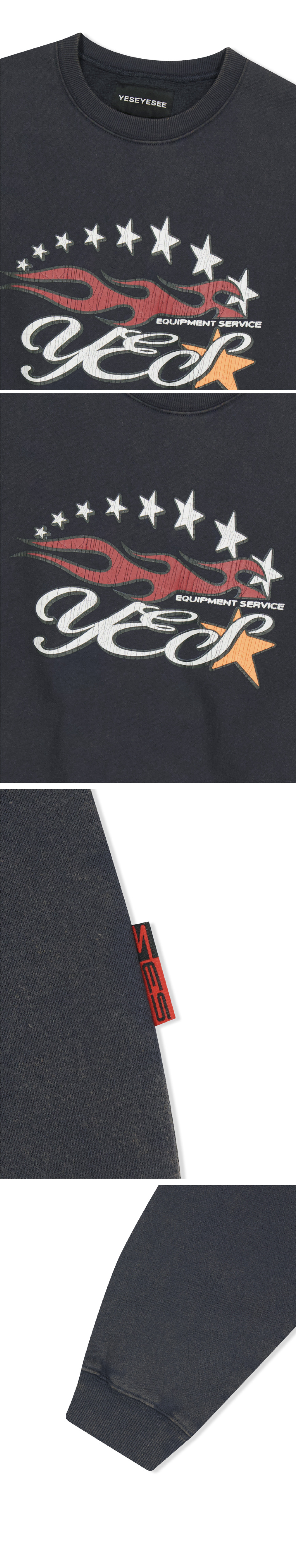 YESEYESEE Y.E.S Cracked Flame Logo Sweatshirt