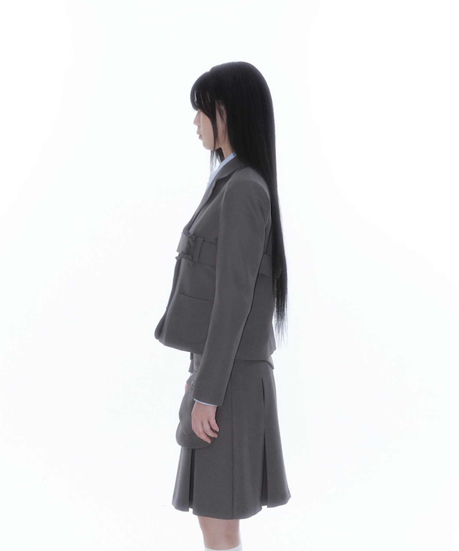 KASHIKO Ribbon Belted Preppy Jacket
