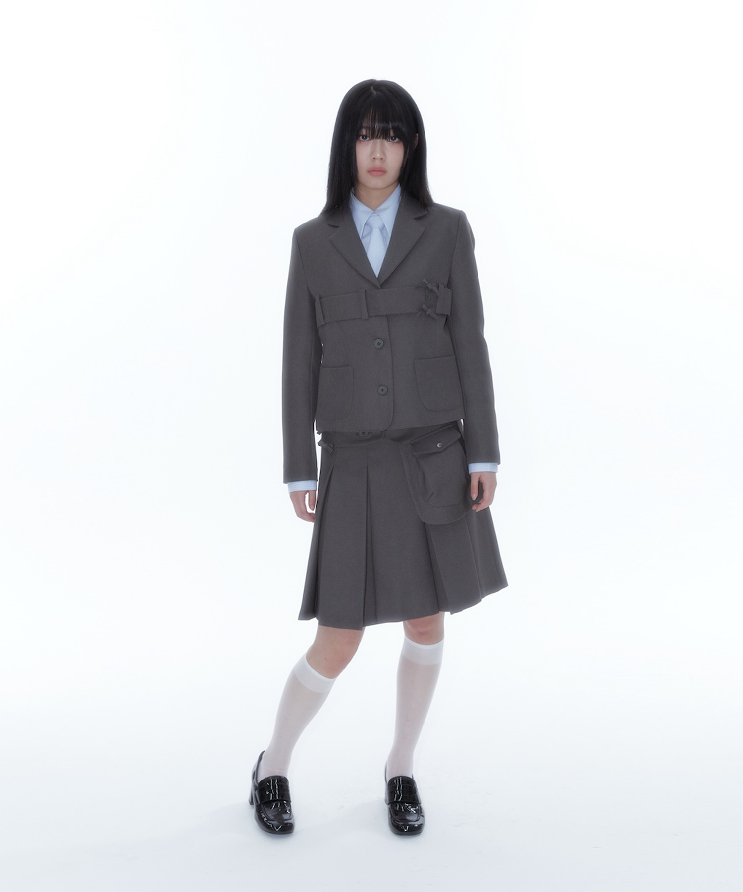 KASHIKO Ribbon Preppy Pleated Skirt
