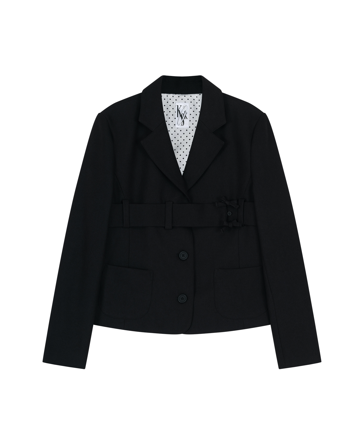 [Kashiko] Ribbon Belted Preppy Jacket /追跡付 KASHIKO Ribbon Belted Preppy Jacket