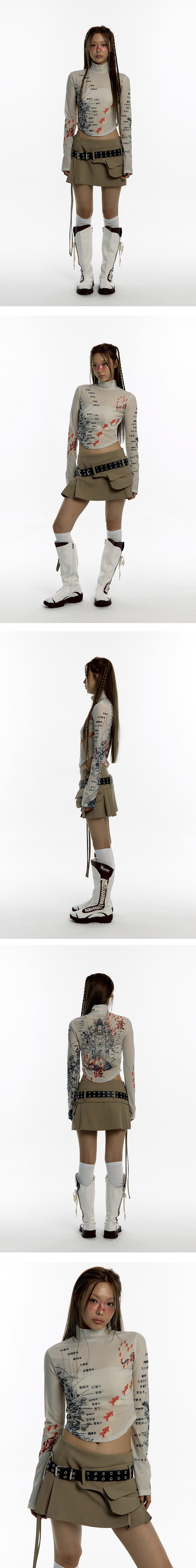 KASHIKO Pleats Pocket Belt Mini Skirt