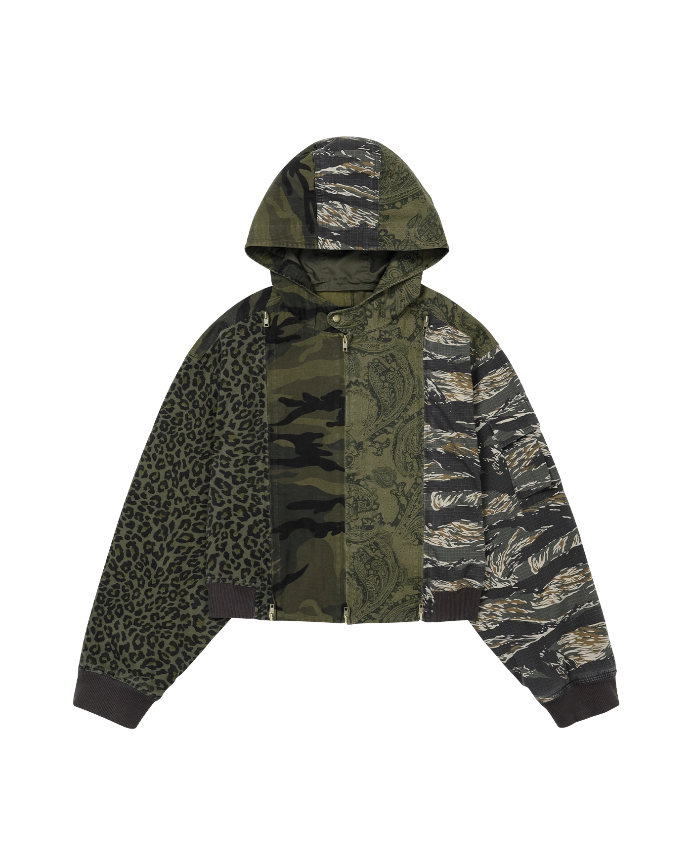 AJOBYAJO Camouflage Zip-Up Hooded Jacket
