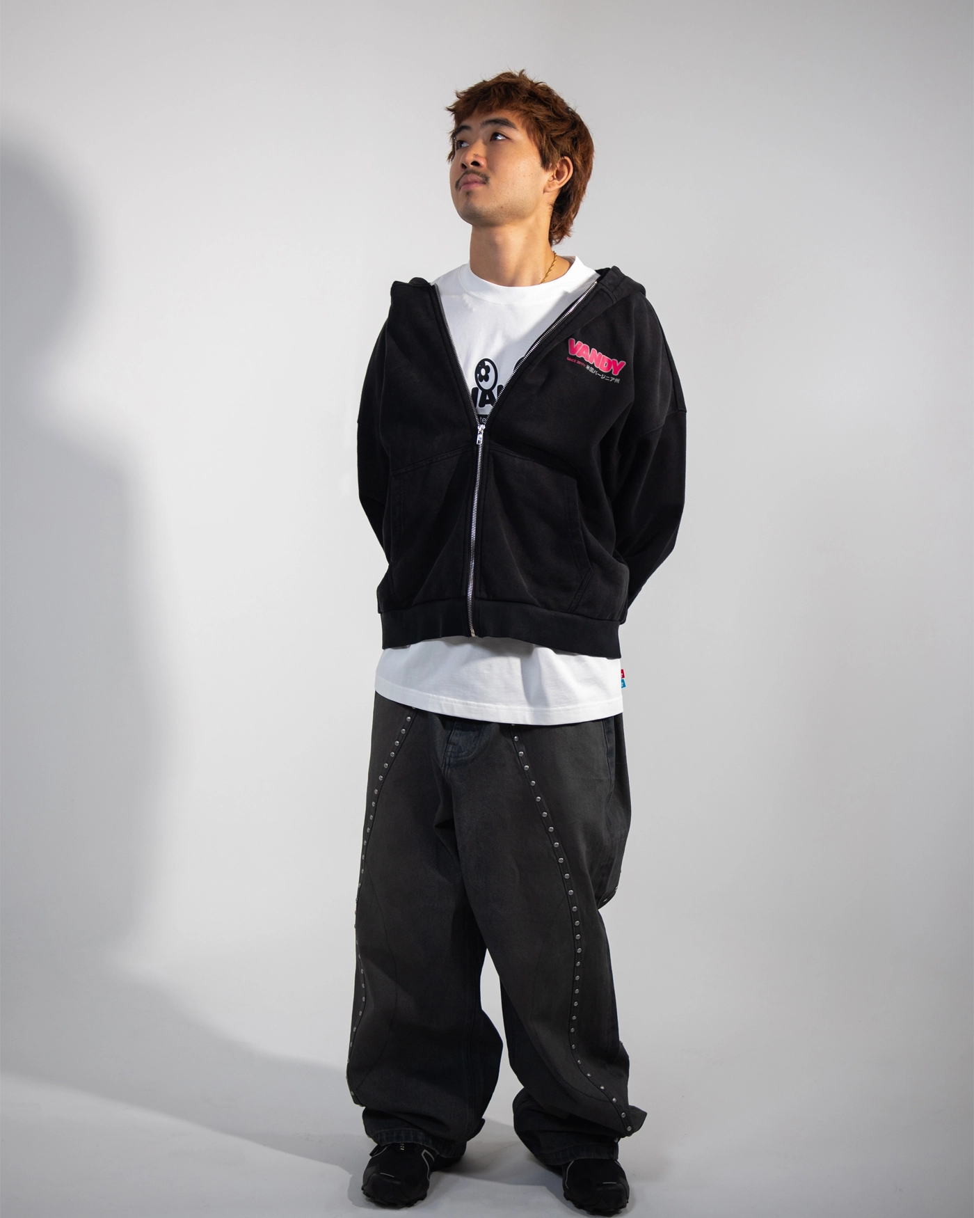 VANDY THE PINK BASIC LOGO ZIP UP BLACK ジップアップ パーカー VANDY THE PINK】BASIC LOGO ZIP UP (パーカー・フーディ