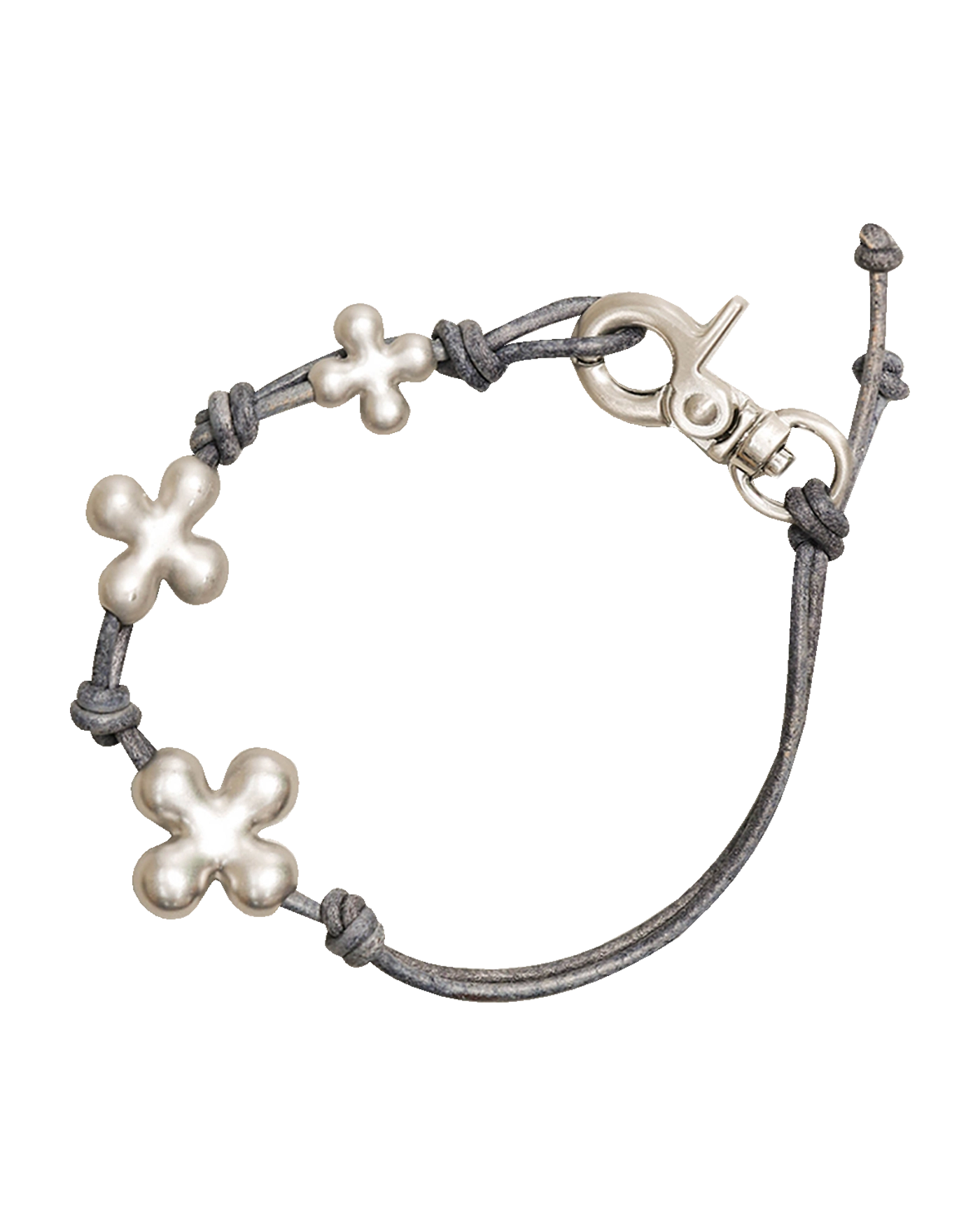 ★tow tow archive★ Fortuna Symbol Leather Bracelet Silver B TOWTOW ARCHIVE Fortuna Symbol Leather Bracelet