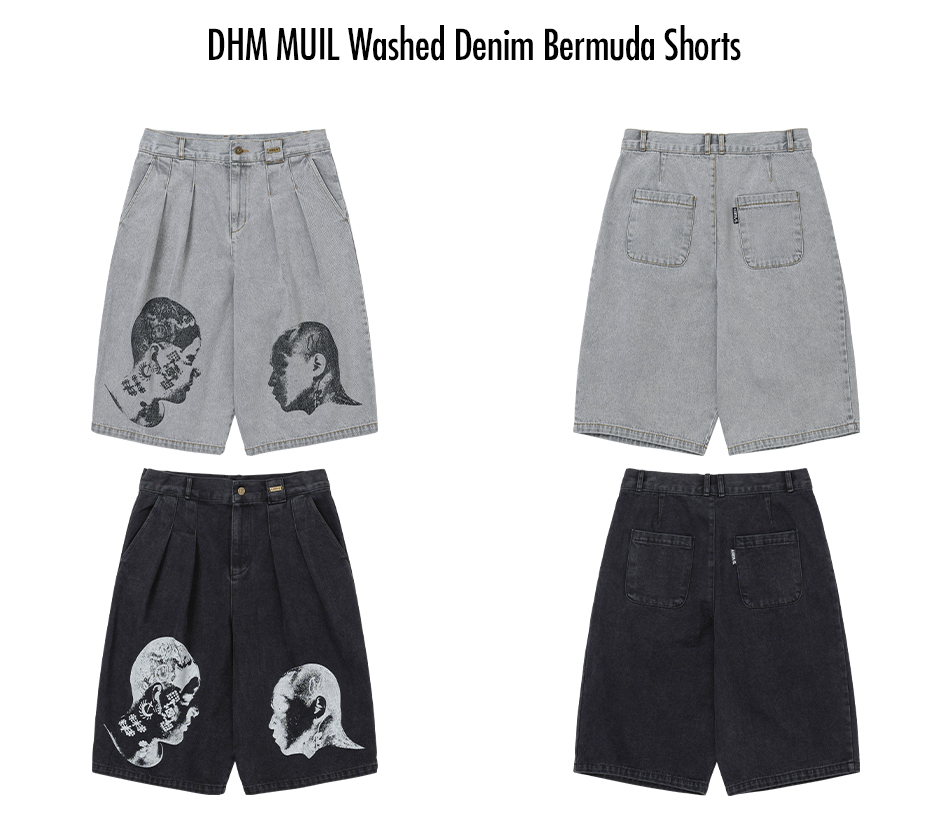 【AJO AJOBYAJO】Washed Denim Shorts Washed Denim Shorts [Charcoal] - AJOBYAJO
