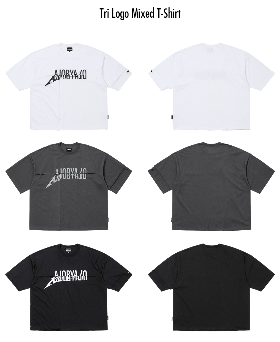 【AJO AJOBYAJO】25SS★ Tri Logo Mixed T-Shirt AJOBYAJO】Tri Logo Mixed Washed T-Shirt | OUR BRAND,AJOBYAJO