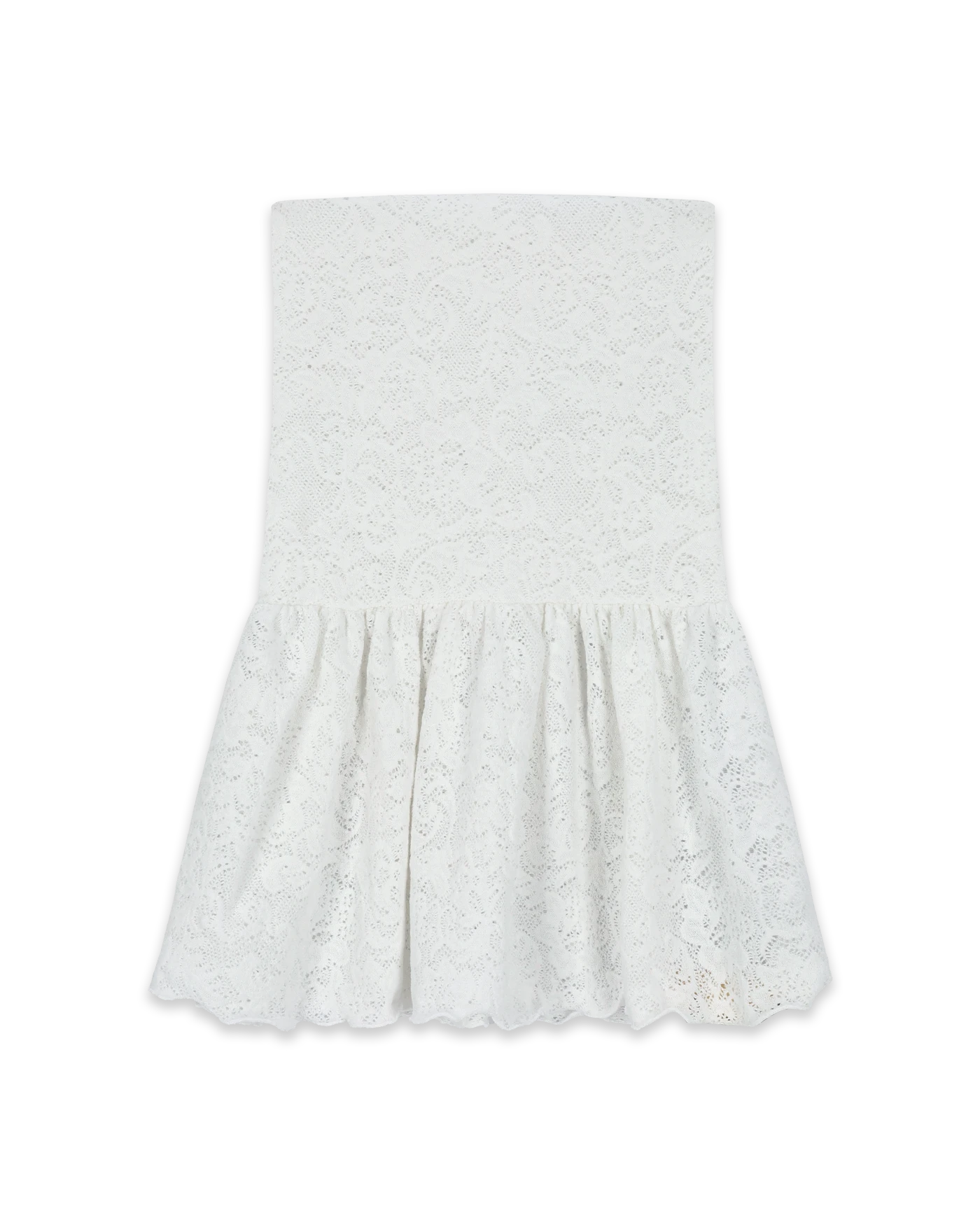 POLYSOOEM DENIM EYELET BELTED SLIT SKIRT