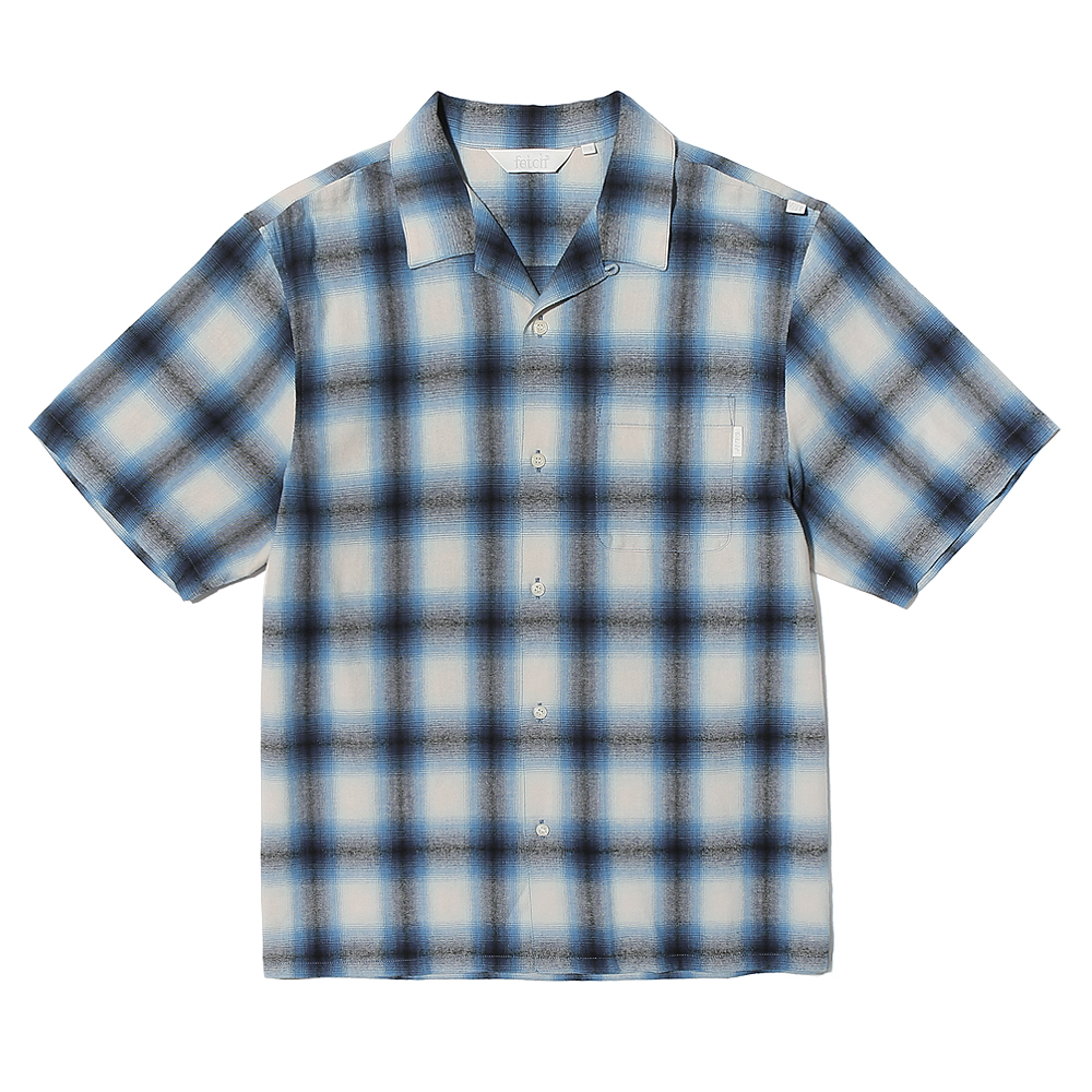S 即日発送 Shadow Plaid Flannel Shirt Blue 페치 반팔 쉐도우 플레이드 플란넬 셔츠 블루 FC25S202BL | 카시나 KASINA