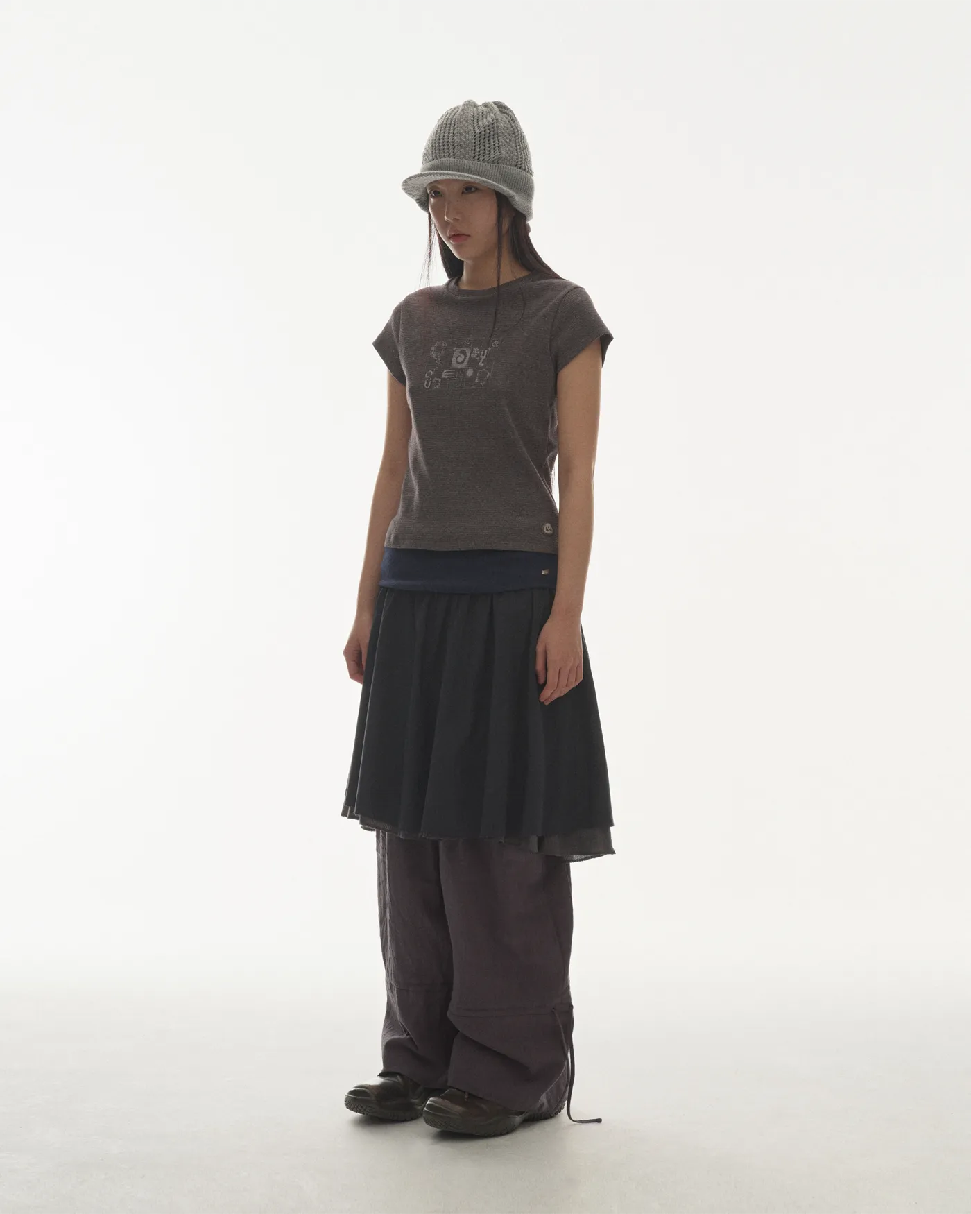 COYSEIO DOUBLE SHIRRING SKIRT