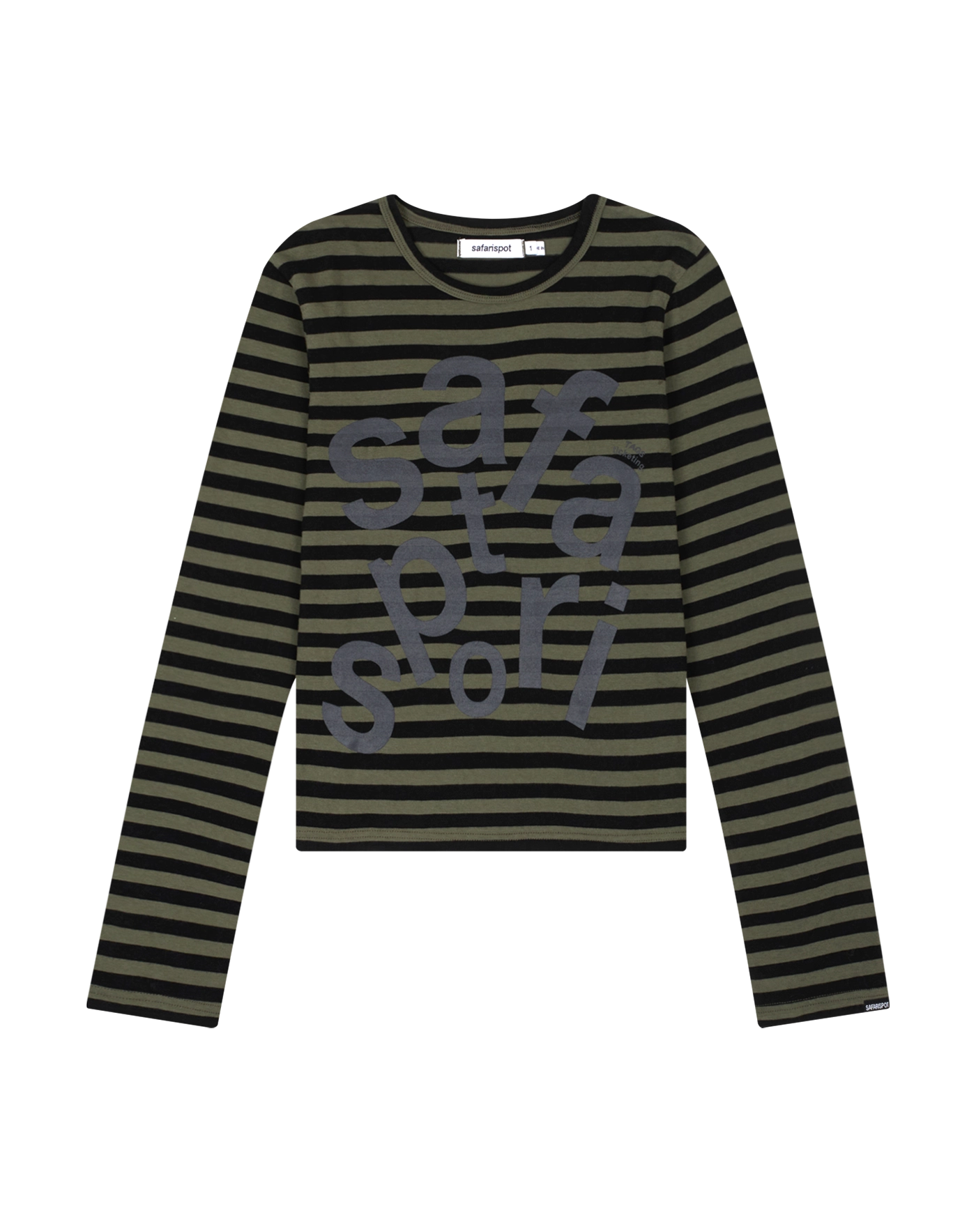 SAFARISPOT 1/2 TICKETING STRIPE BORDER TEE OLIVE