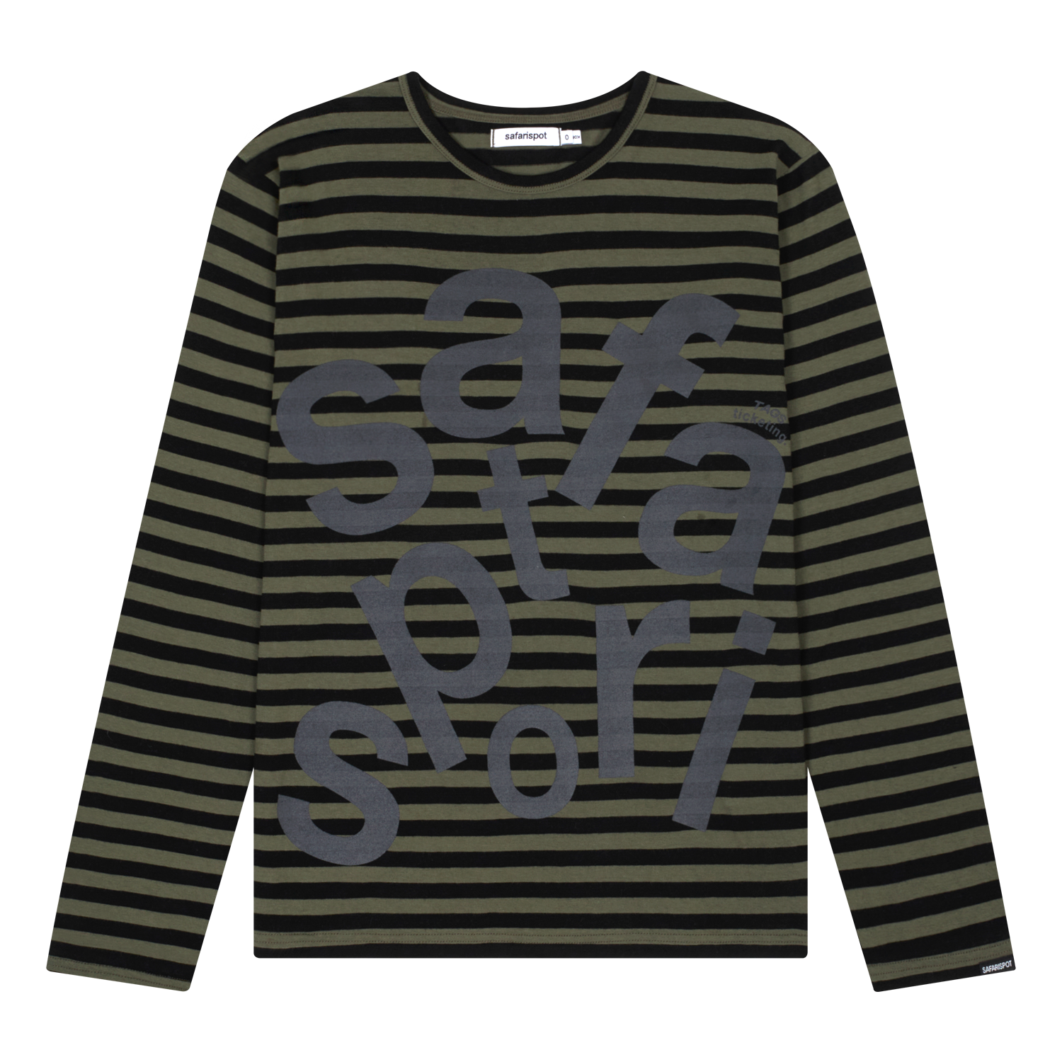 safarispot ボーダー ロンT サイズ0 SAFARISPOT TICKETING STRIPE BORDER TEE OLIVE