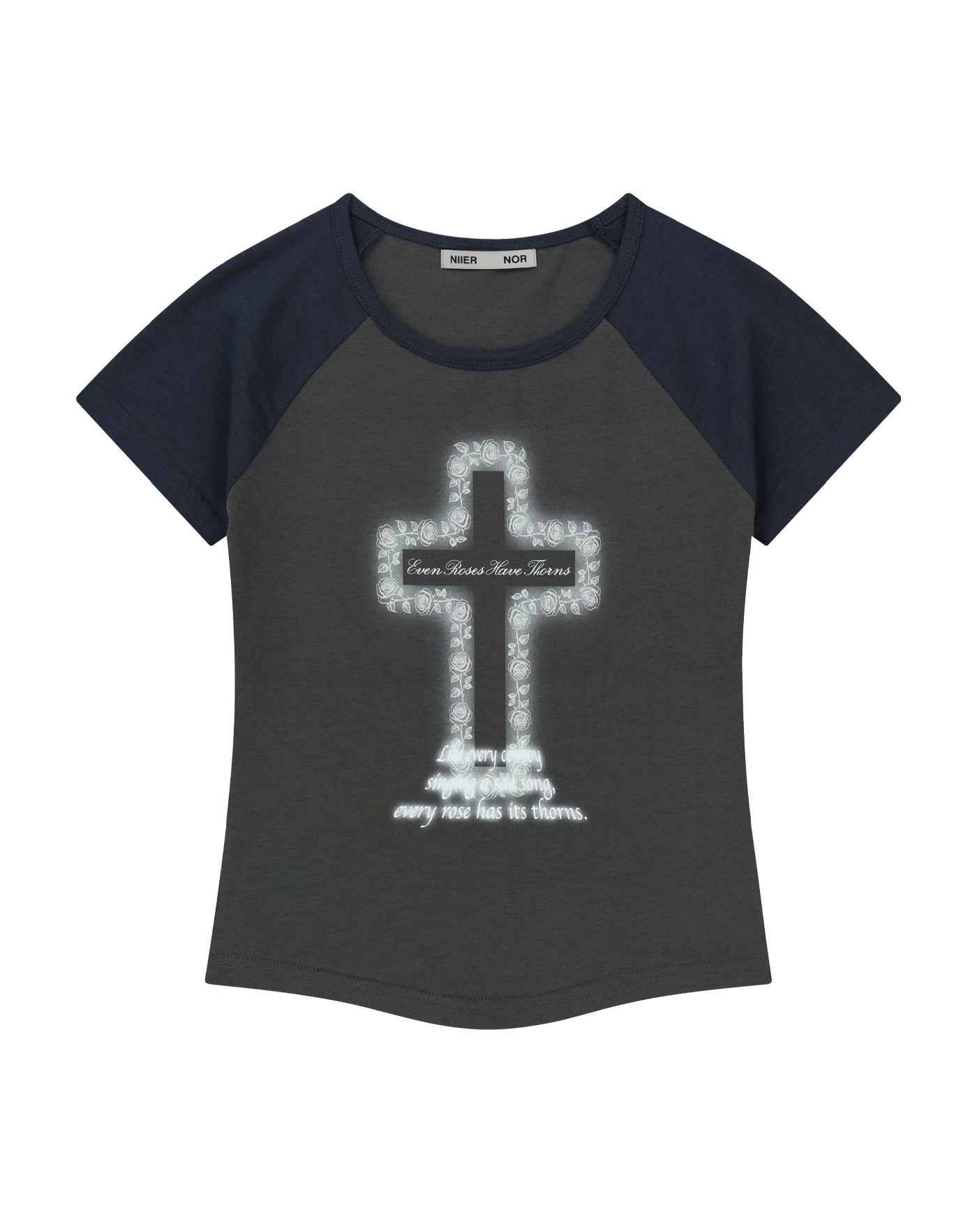 【韓国NIIER NOR ニアノア】CROSS ROSE RAGLAN TEE NIIER NOR CROSS ROSE RAGLAN TEE