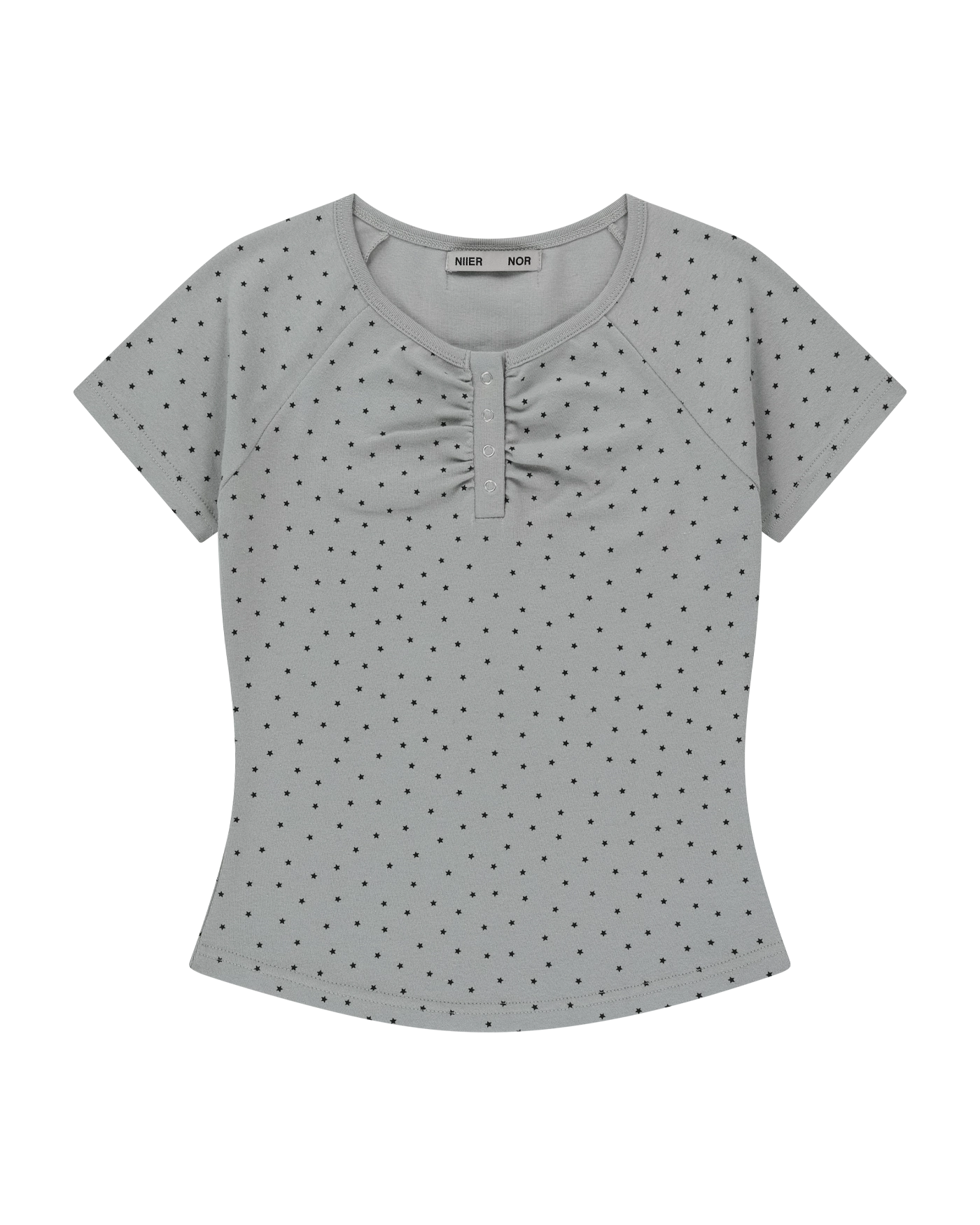 NIIER NOR SHIRRING STAR BUTTON DOWN TEE
