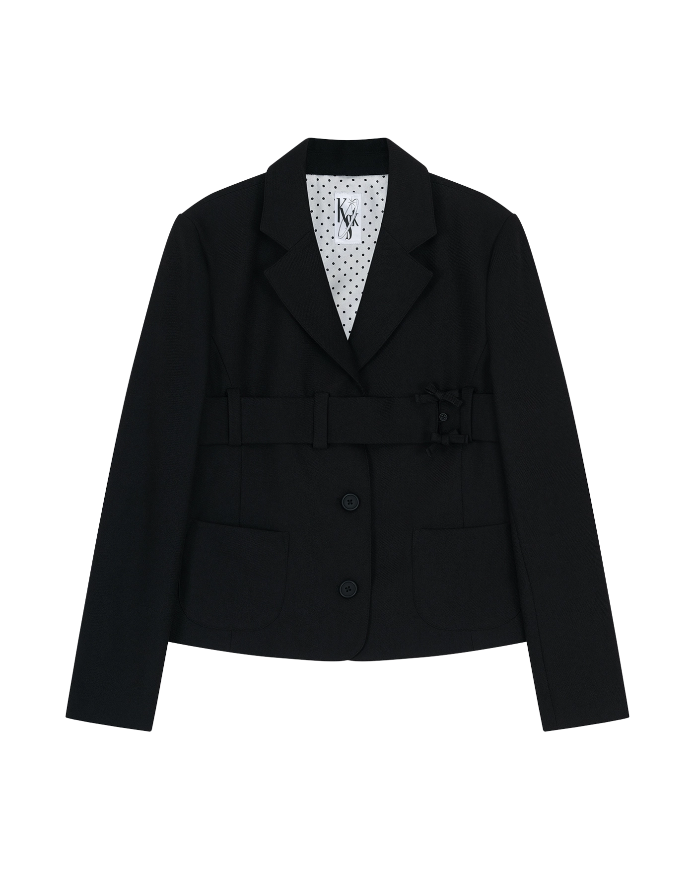 ★Kashiko★ Ribbon Belted Preppy Jacket【送料0/関税0】 KASHIKO Ribbon Belted Preppy Jacket