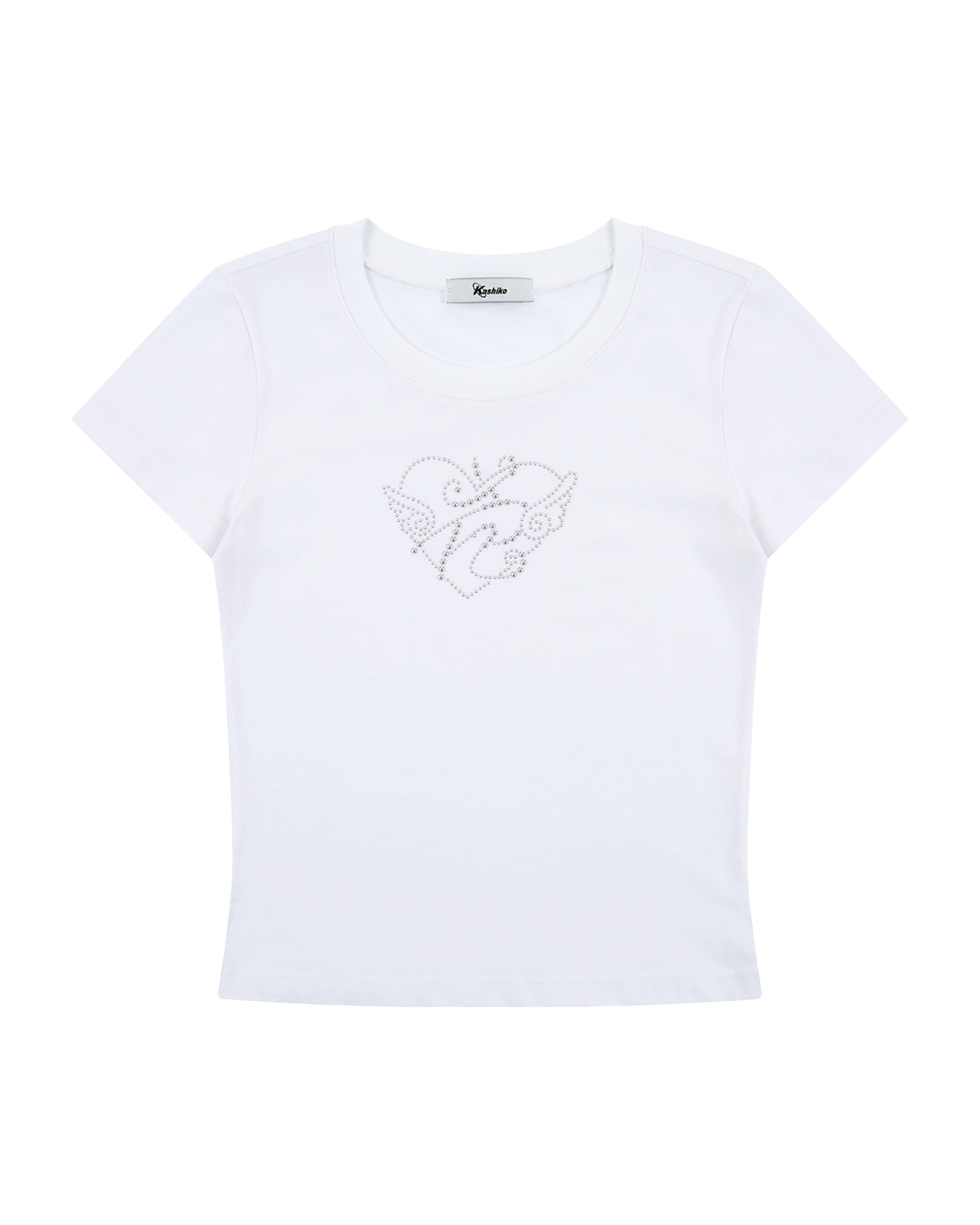 ★KASHIKO★ FLOWER HEART BABY TEE MUSINSA | KASHIKO Flower Heart Baby Tee Black