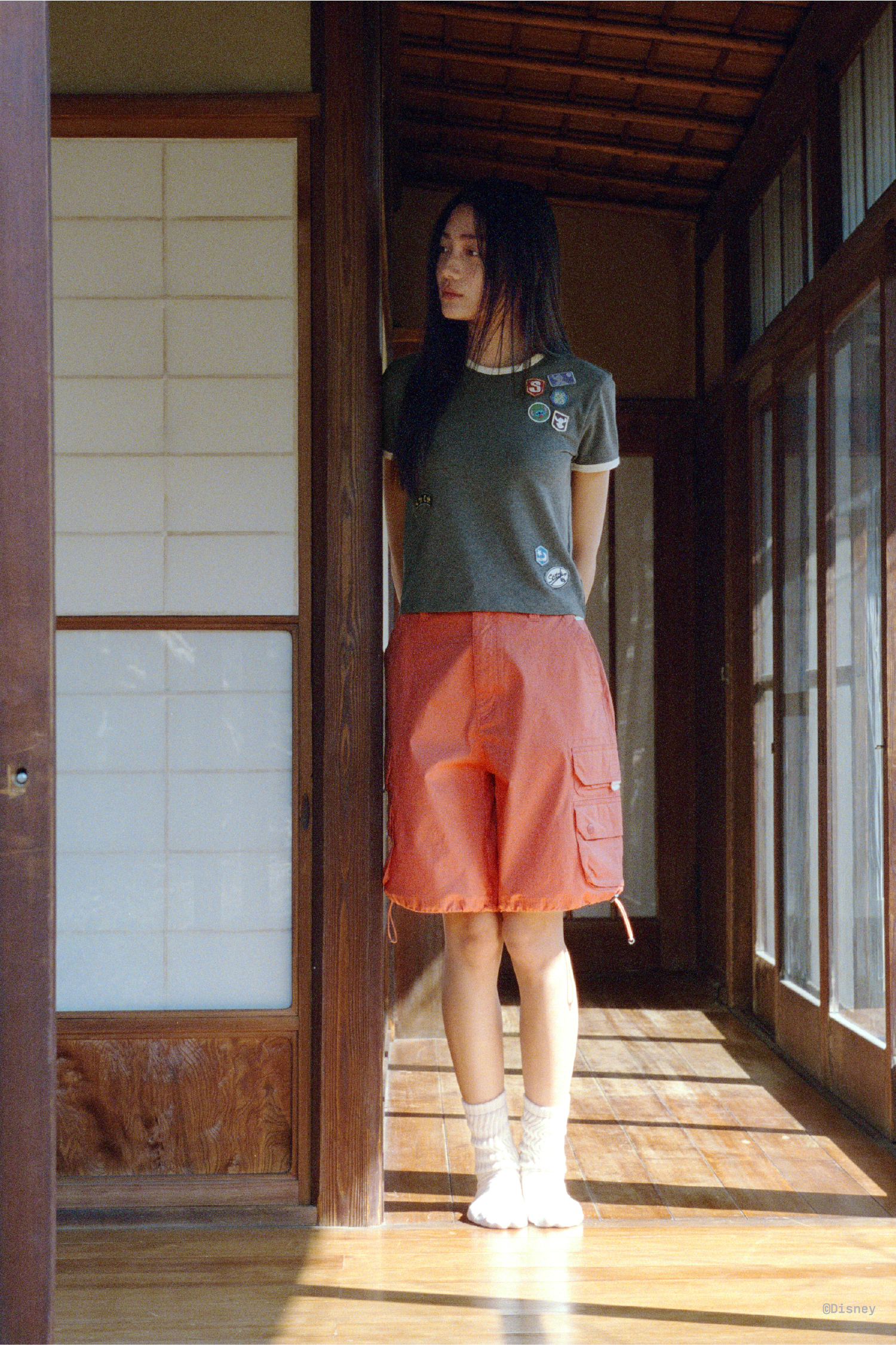STITCH X SUNLOVE W Wappen Ringer Tee Heather Pink