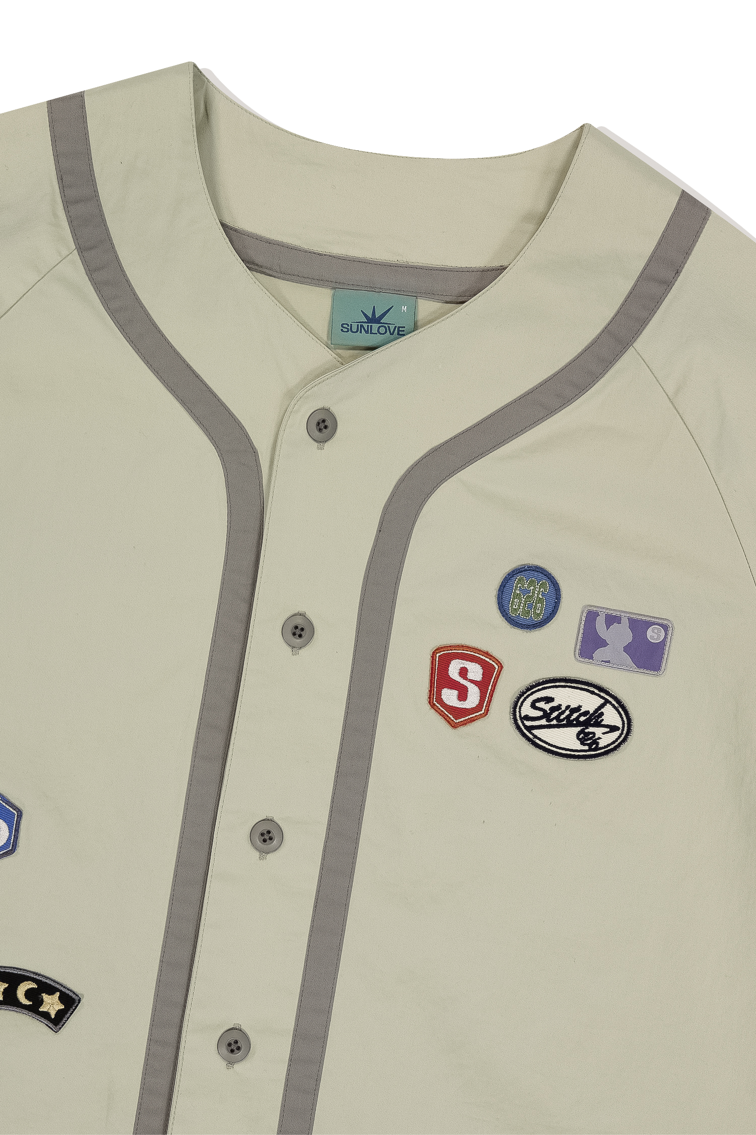 STITCH X SUNLOVE Wappen Baseball Shirt Beige