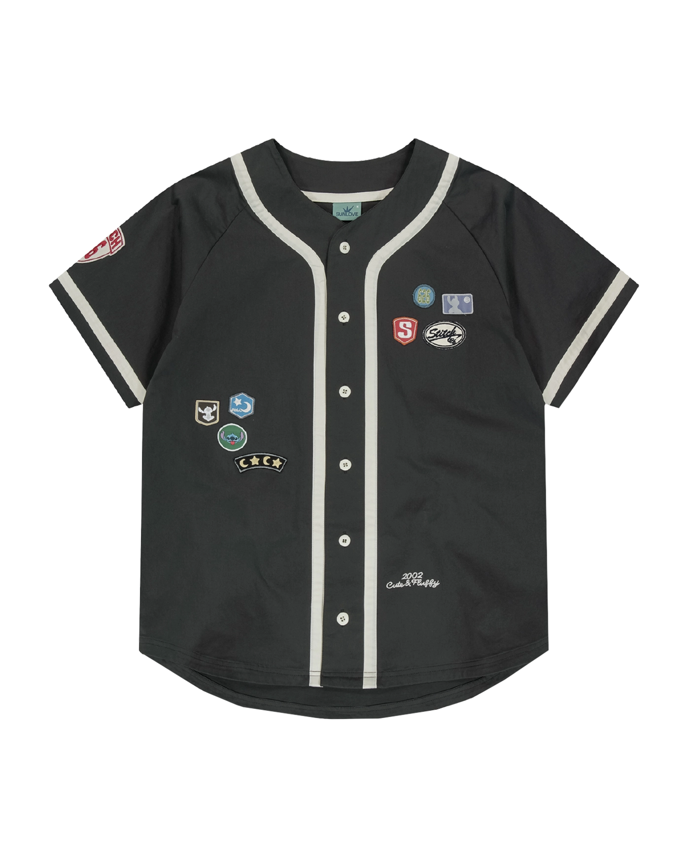 【SUNLOVE】 [STITCH] Wappen Baseball Shirt /追跡付 STITCH X SUNLOVE Wappen Baseball Shirt Charcoal