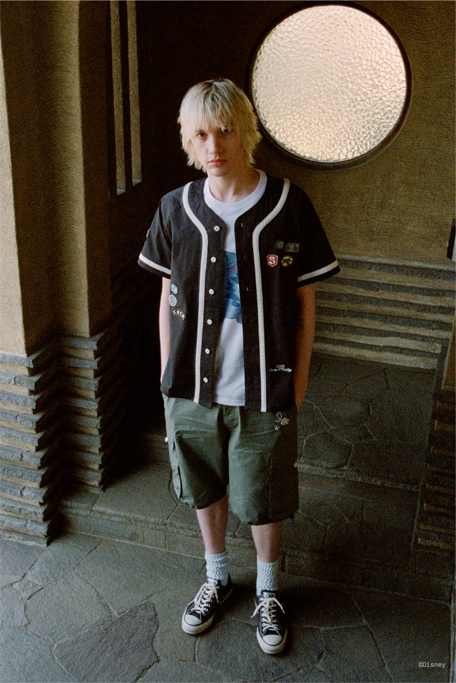 【SUNLOVE】 [STITCH] Wappen Baseball Shirt /追跡付 STITCH X SUNLOVE Wappen Baseball Shirt Charcoal