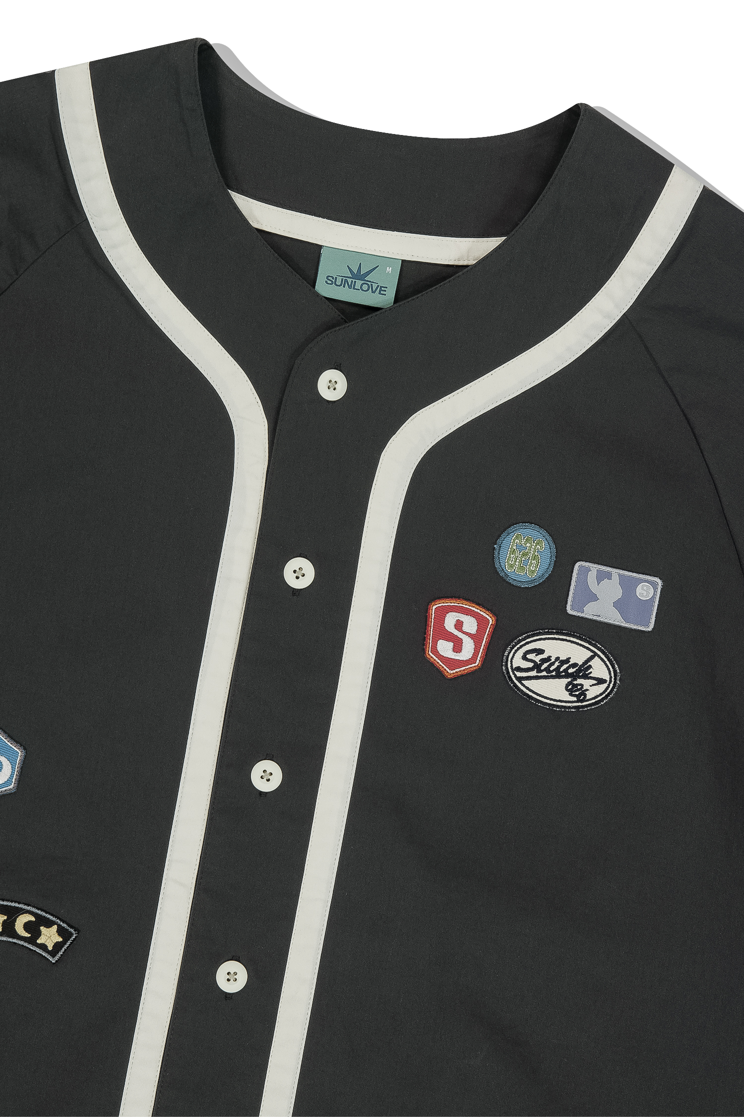 【SUNLOVE】 [STITCH] Wappen Baseball Shirt /追跡付 STITCH X SUNLOVE Wappen Baseball Shirt Charcoal