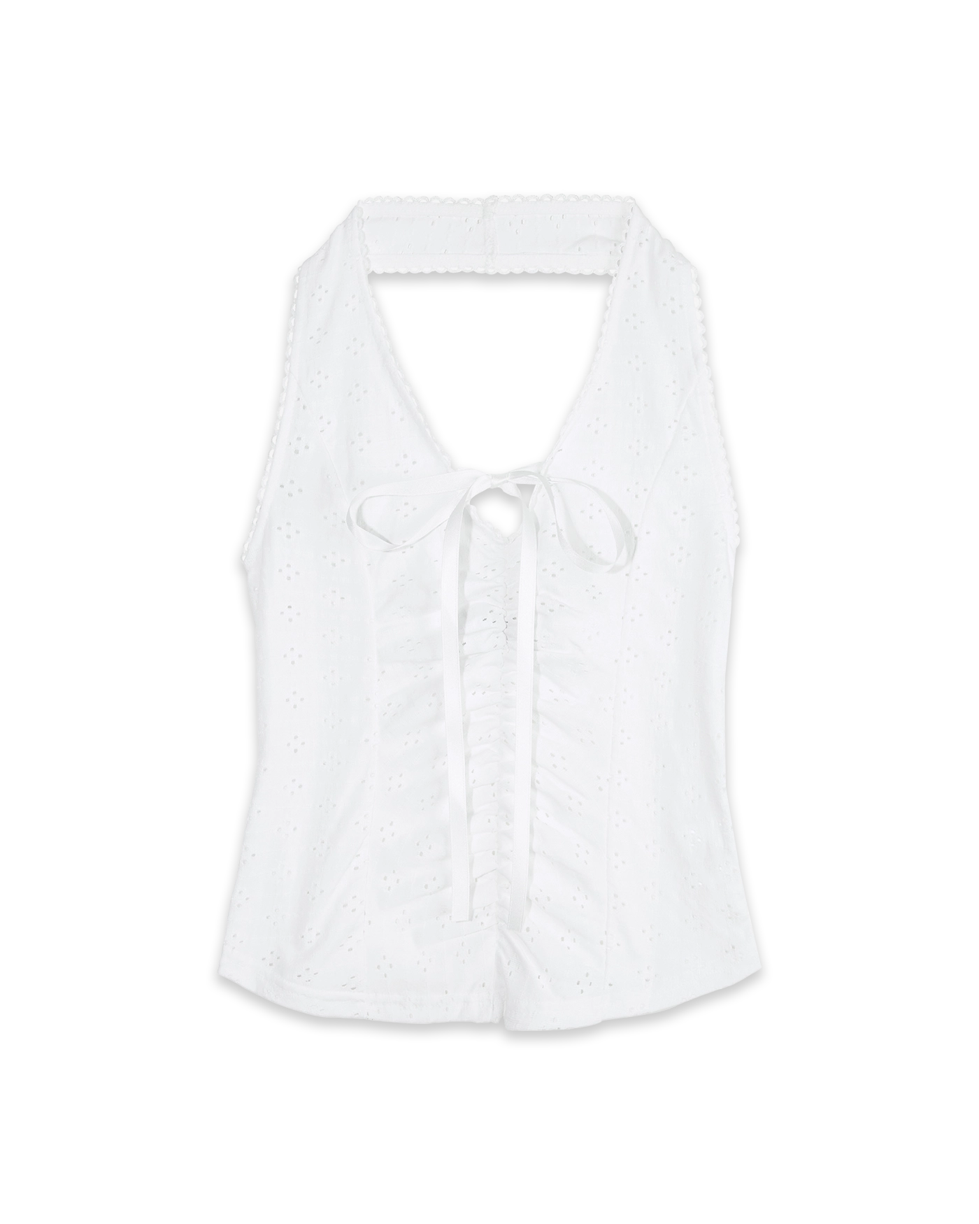 [CERRIC] LACE HALTER NECK TIED SLEEVELESS /追跡付 Women Y2K Halter Neck Lace Cami Tops Sleeveless Backless Tie