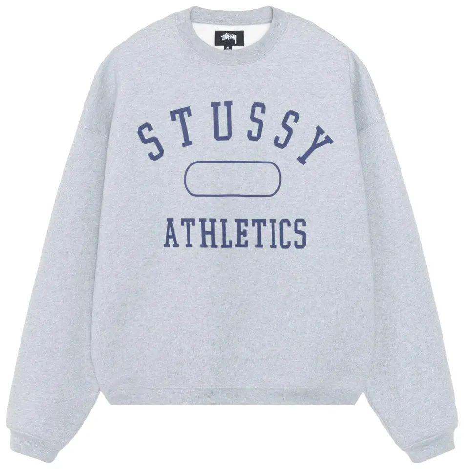 【STUSSY FA24'】Stussy Athletics Crew Big Crackle Sport Crew – Washed Black | Sweats | Stüssy