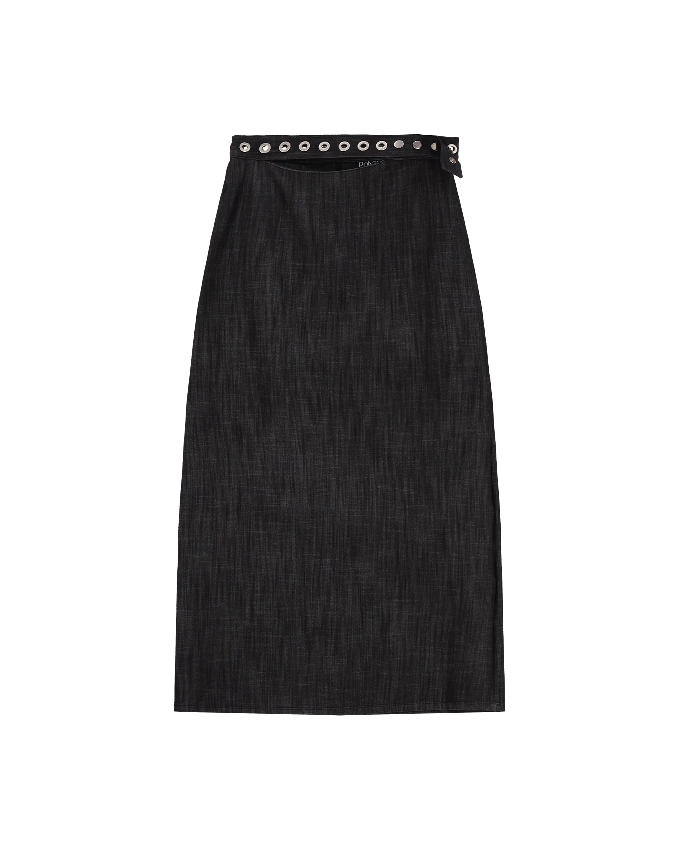 韓国商品/POLYSOOEM EYELET BELTED SLIT SKIRT POLYSOOEM DENIM EYELET BELTED SLIT SKIRT