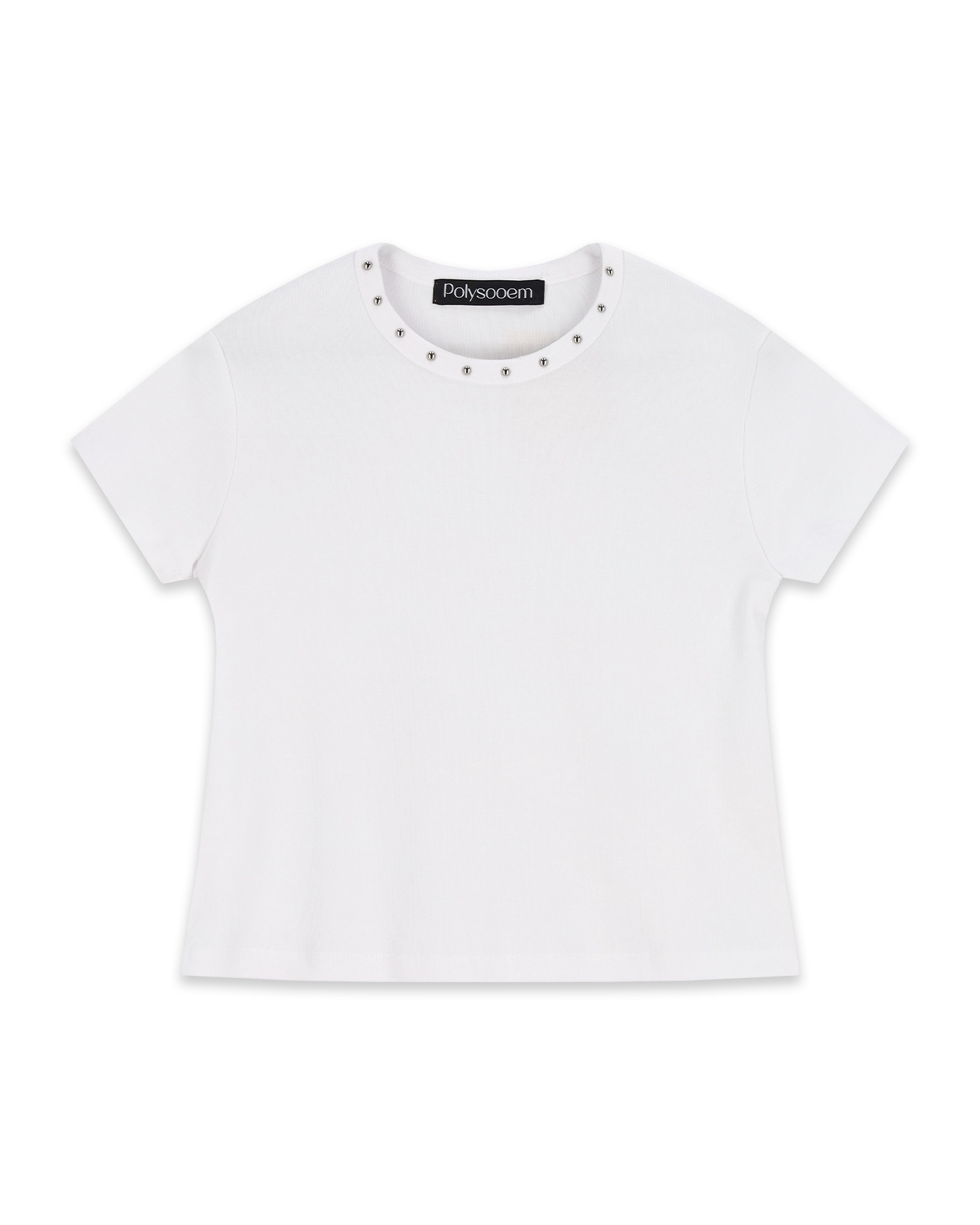 POLYSOOEM EYELET GLOSSY HALTER TOP
