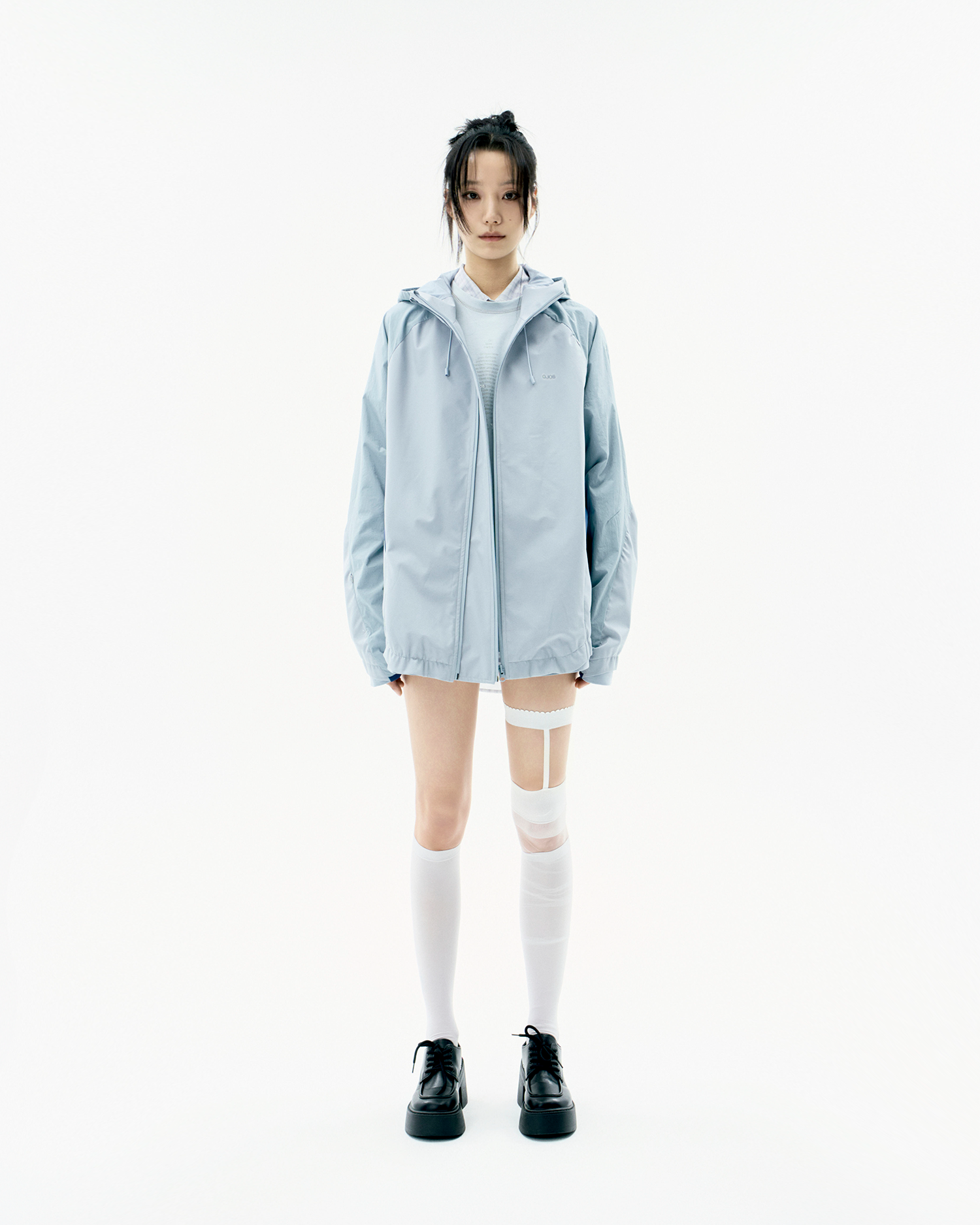 ◆ojos◆ Paneled Crop Shell Jacket Black 25SS-OT01-BK OJOS Paneled Crop Shell Jacket