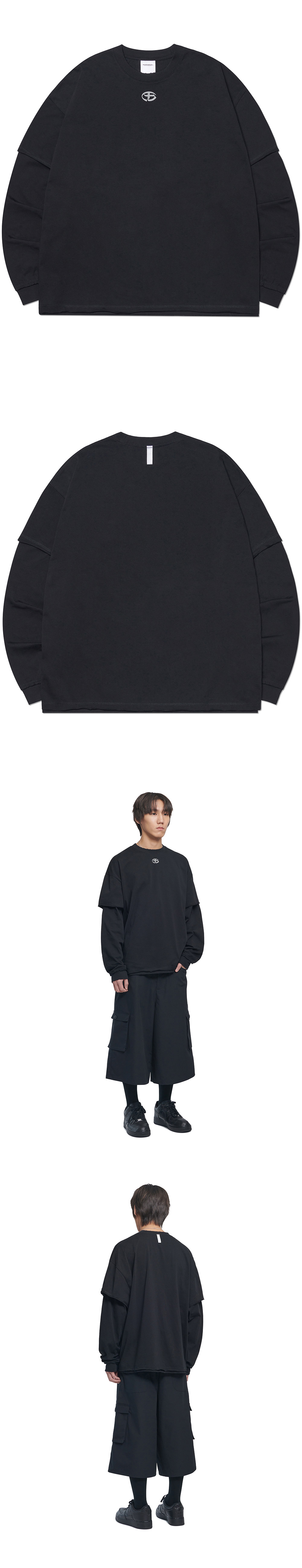 NOMANUAL ABRASION LAYERED LONG SLEEVE TEE
